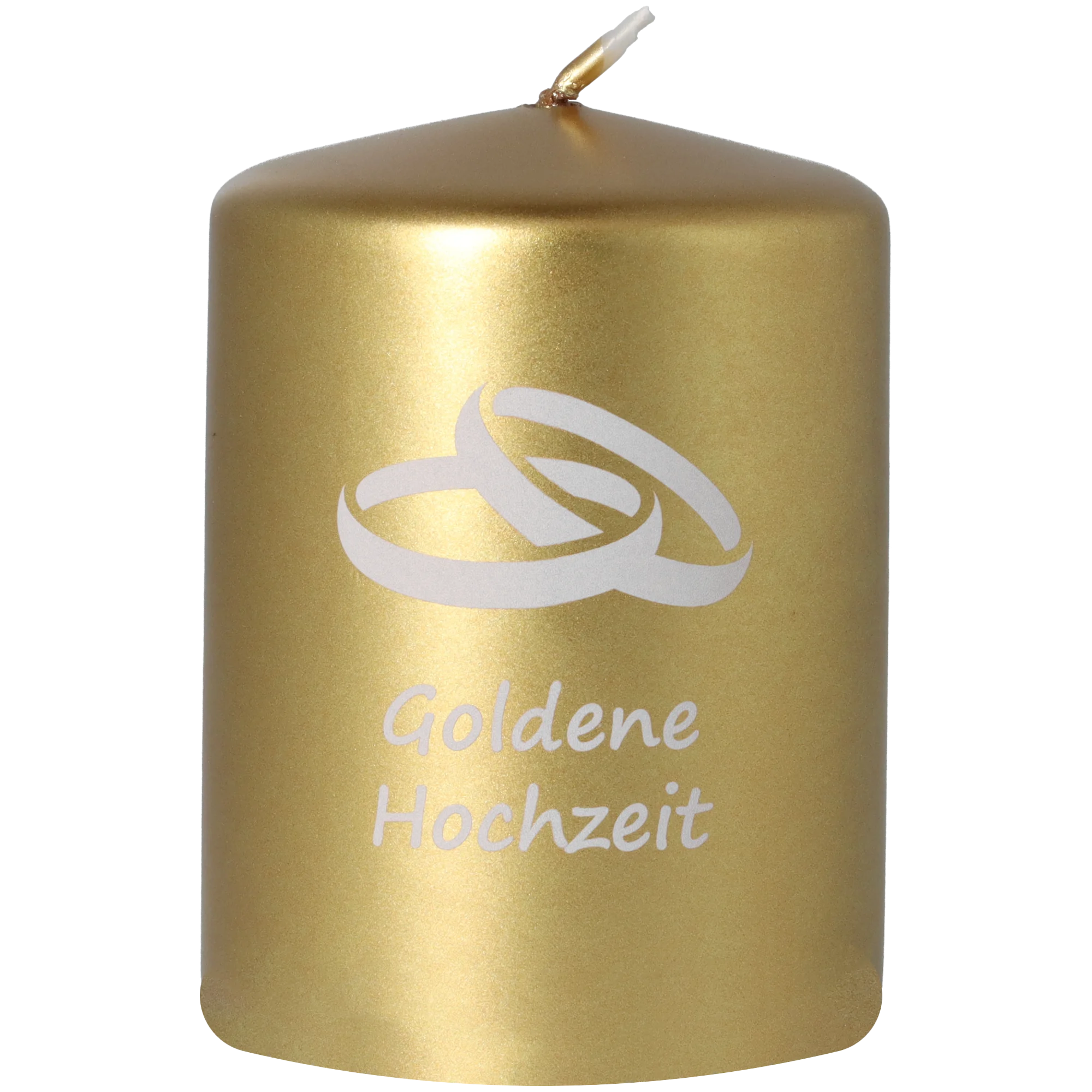 Stumpenkerze Metallic "Goldene Hochzeit"
