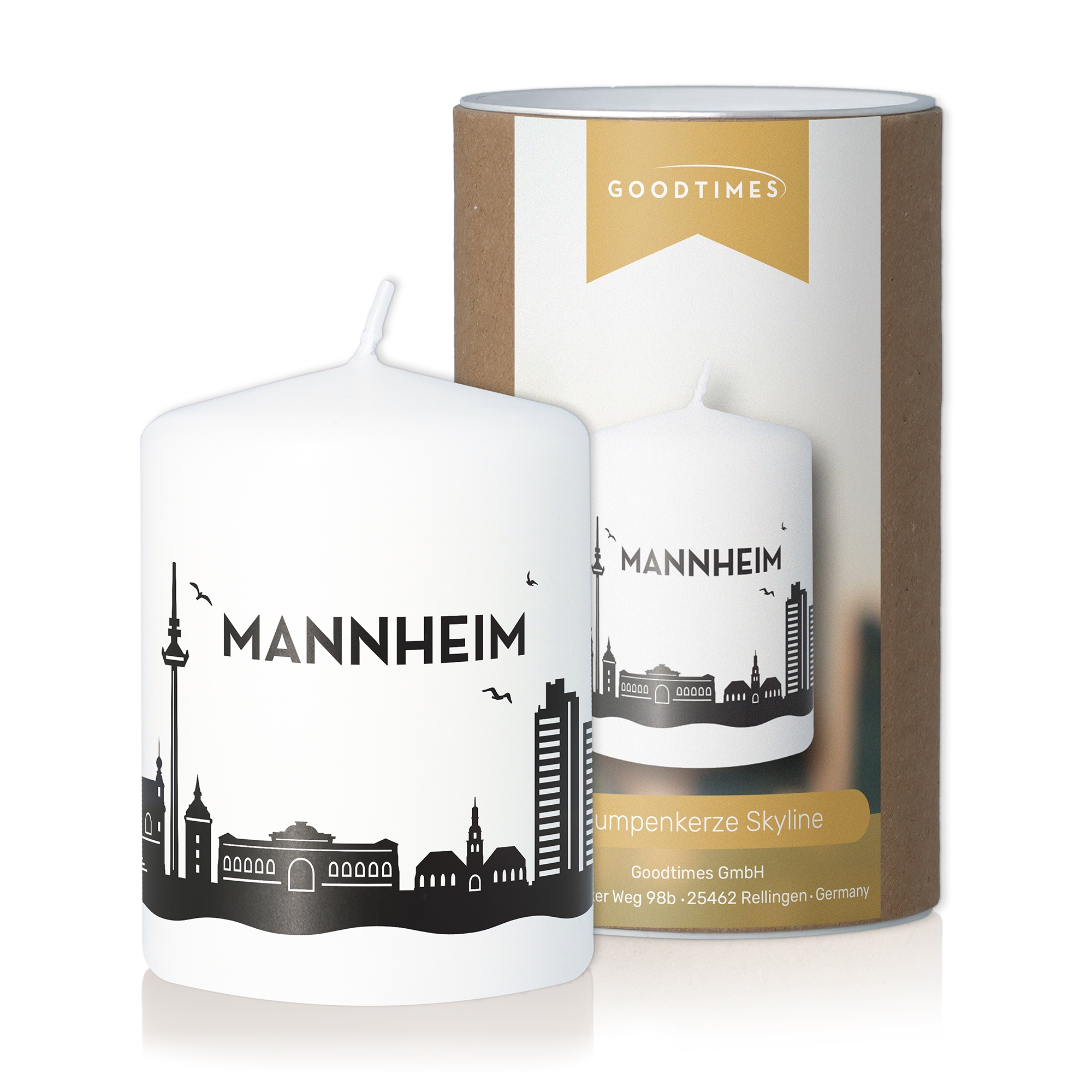 Stumpenkerze Skyline Mannheim Kerze