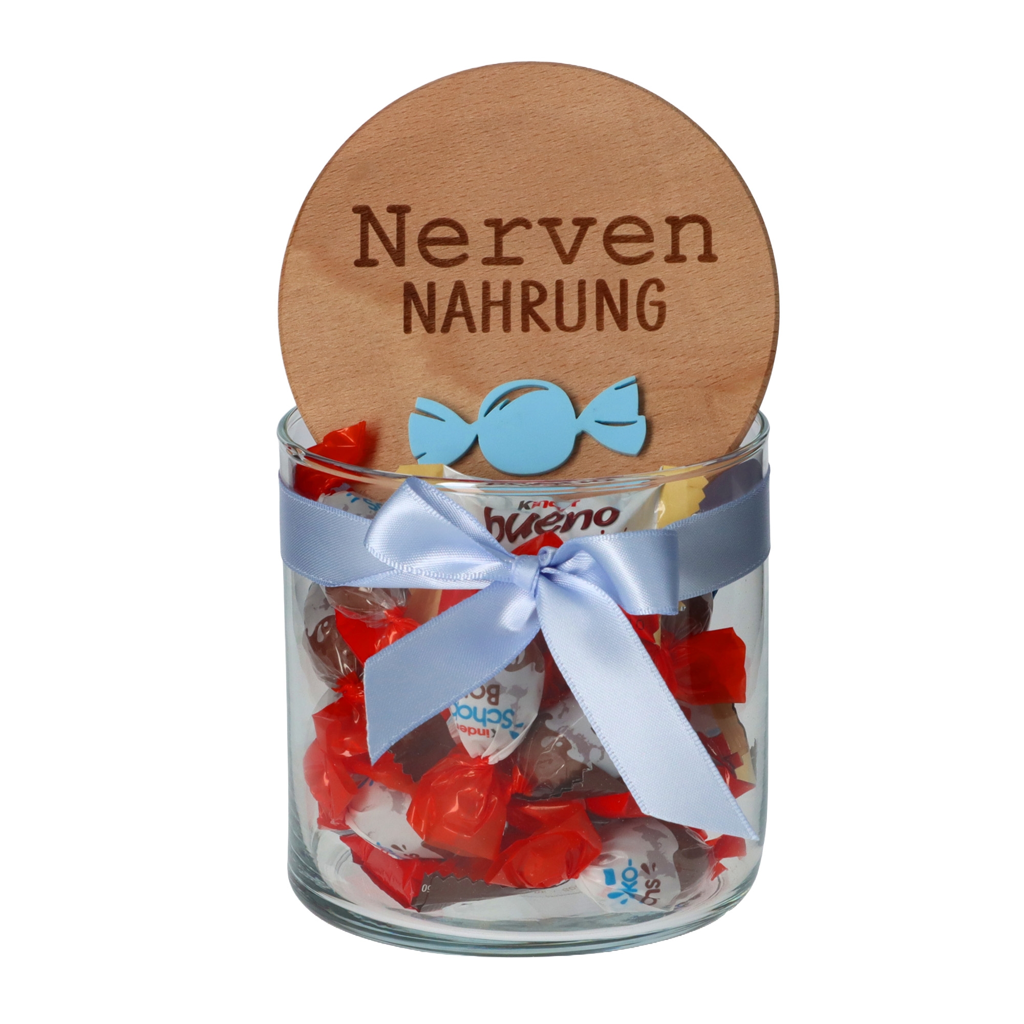 Geschenkglas "Nervennahrung" Pastel Hellblau Krug, Essen, Süßigkeiten