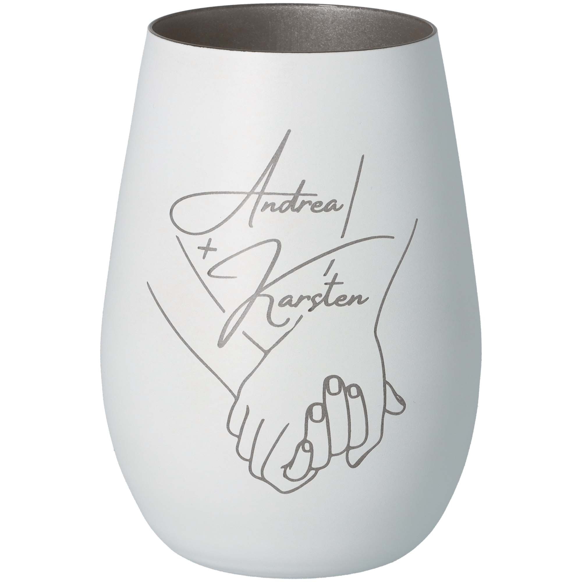 Windlicht "Händchen halten" Krug, Töpferei, Vase, Handschrift, Text
