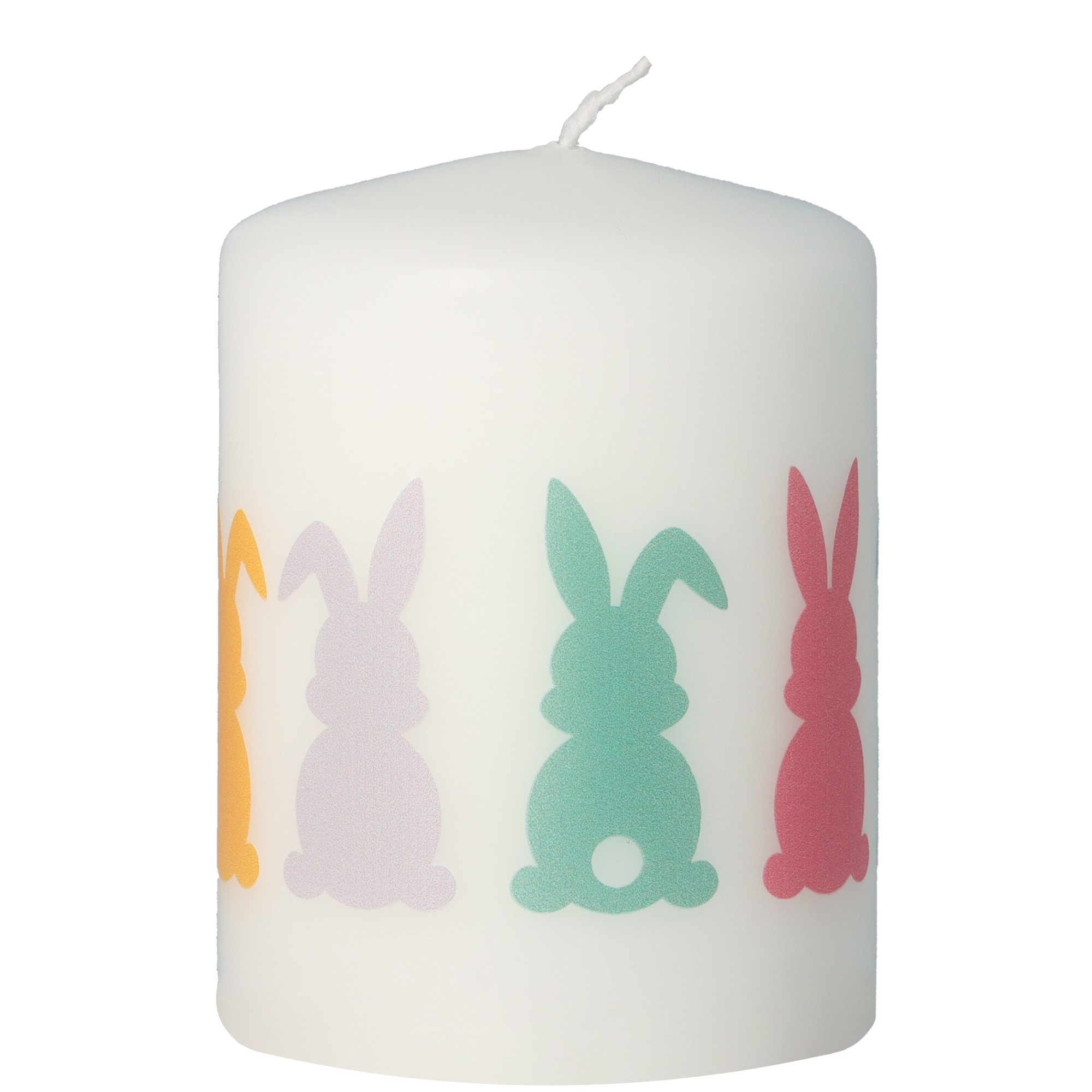 Stumpenkerze Bunt "Osterhasen" Kerze