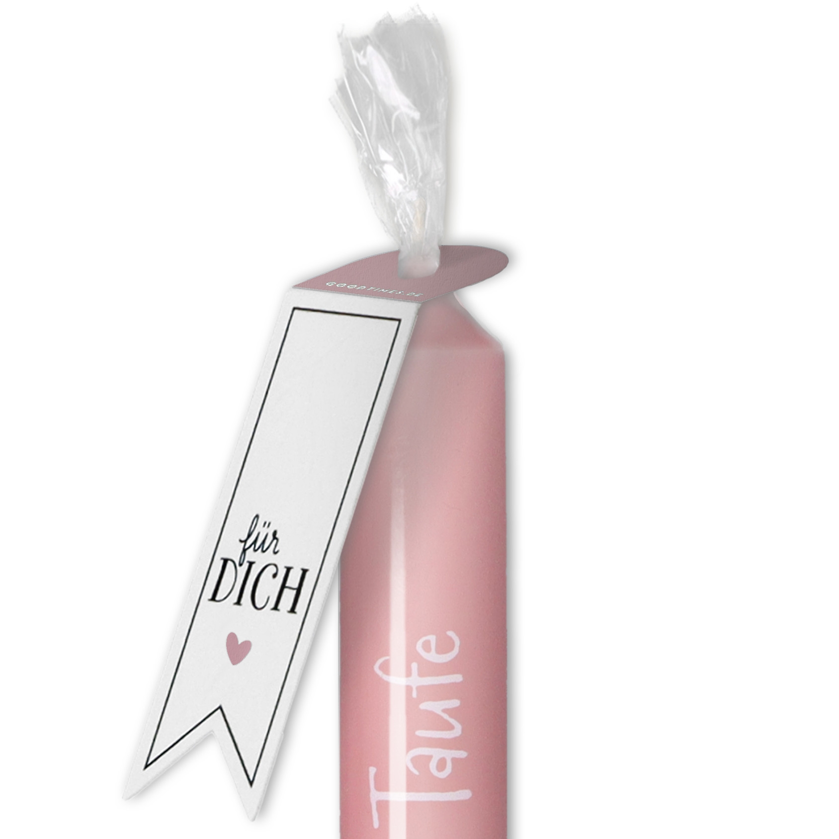 Stabkerze Rosa "Alles Liebe zur Taufe" Flasche
