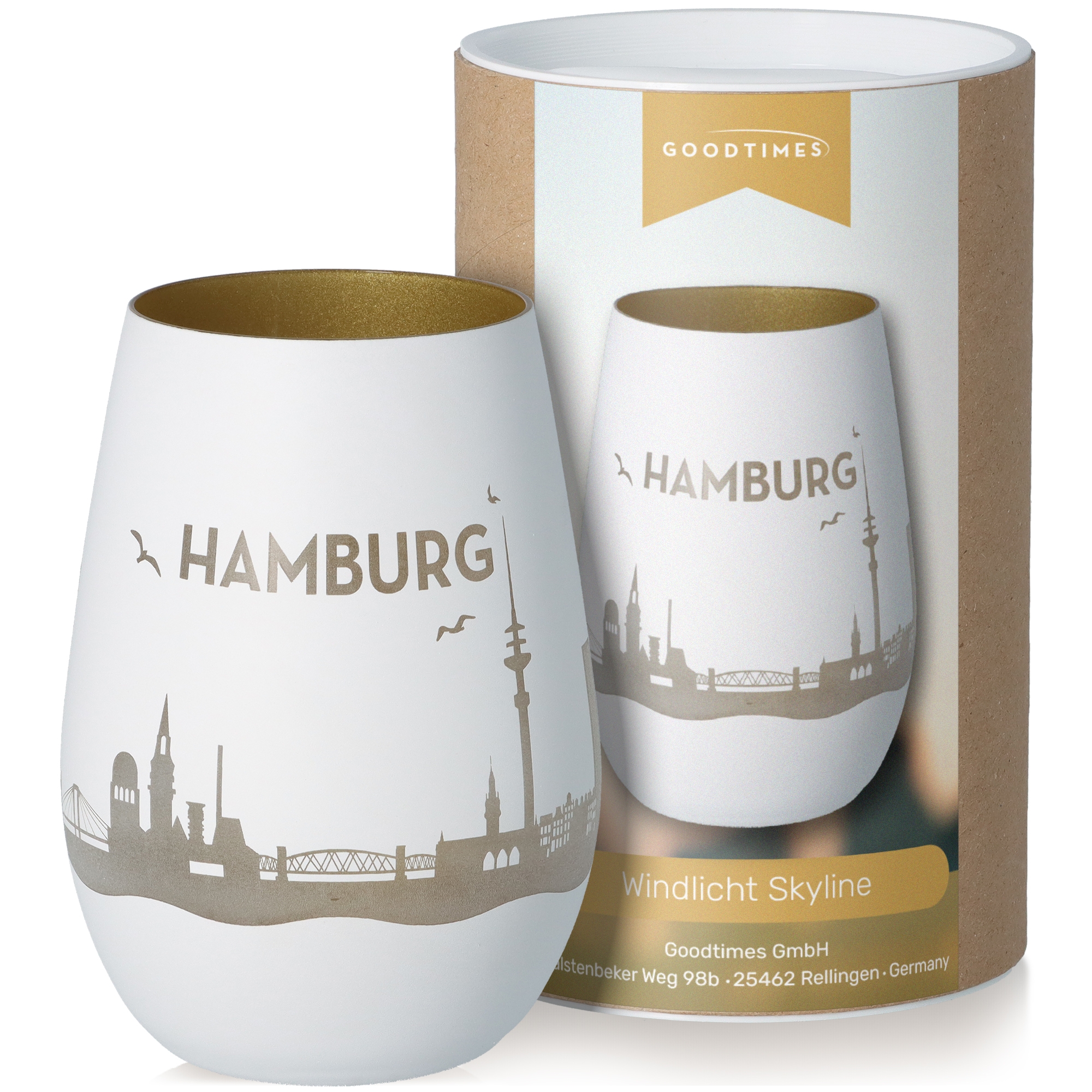 Windlicht Skyline Hamburg Töpferei, Krug, Vase, Tasse, Porzellan