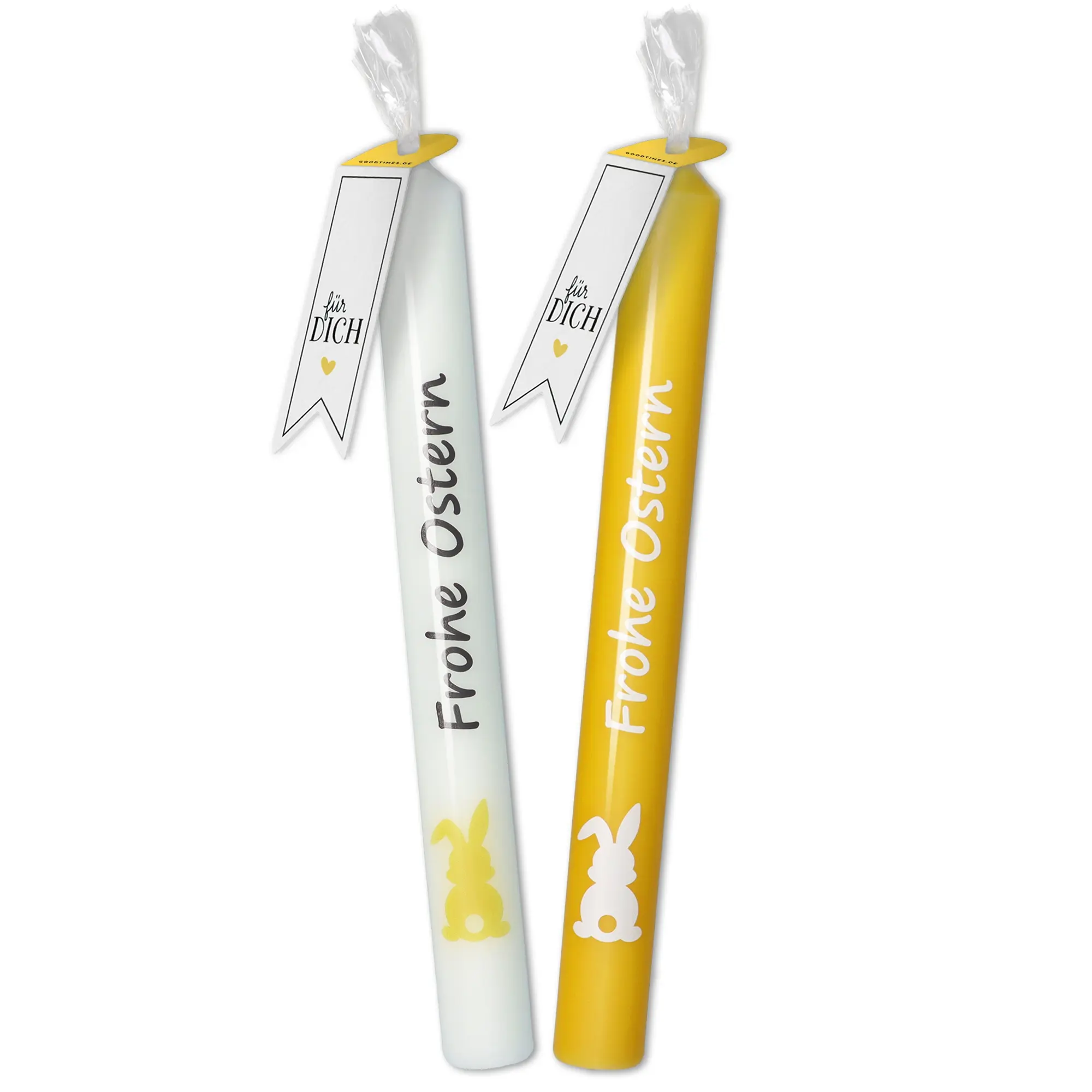 Stabkerzen-Set Gelb "Frohe Ostern"