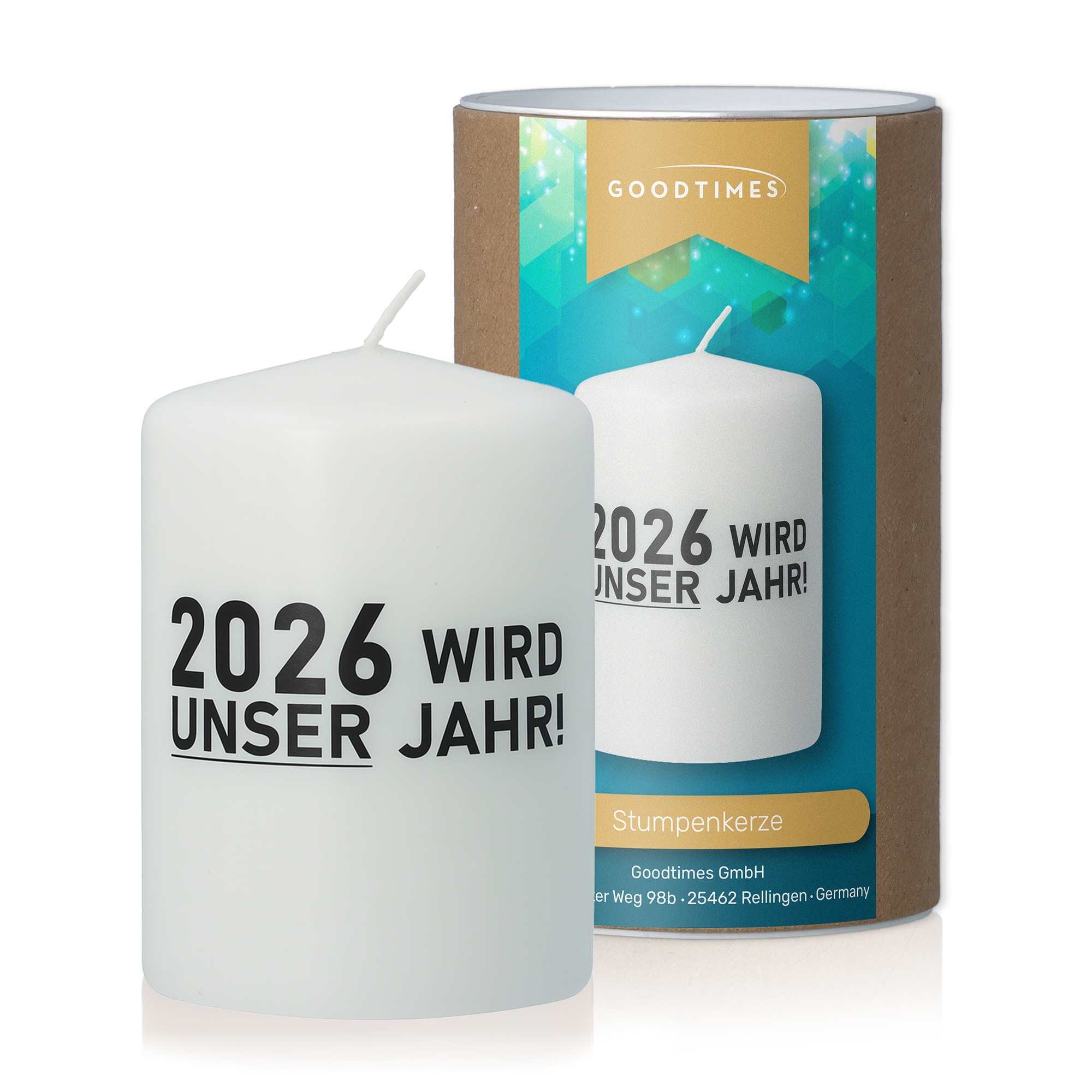 Stumpenkerze "2026 WIRD UNSER JAHR" Kerze