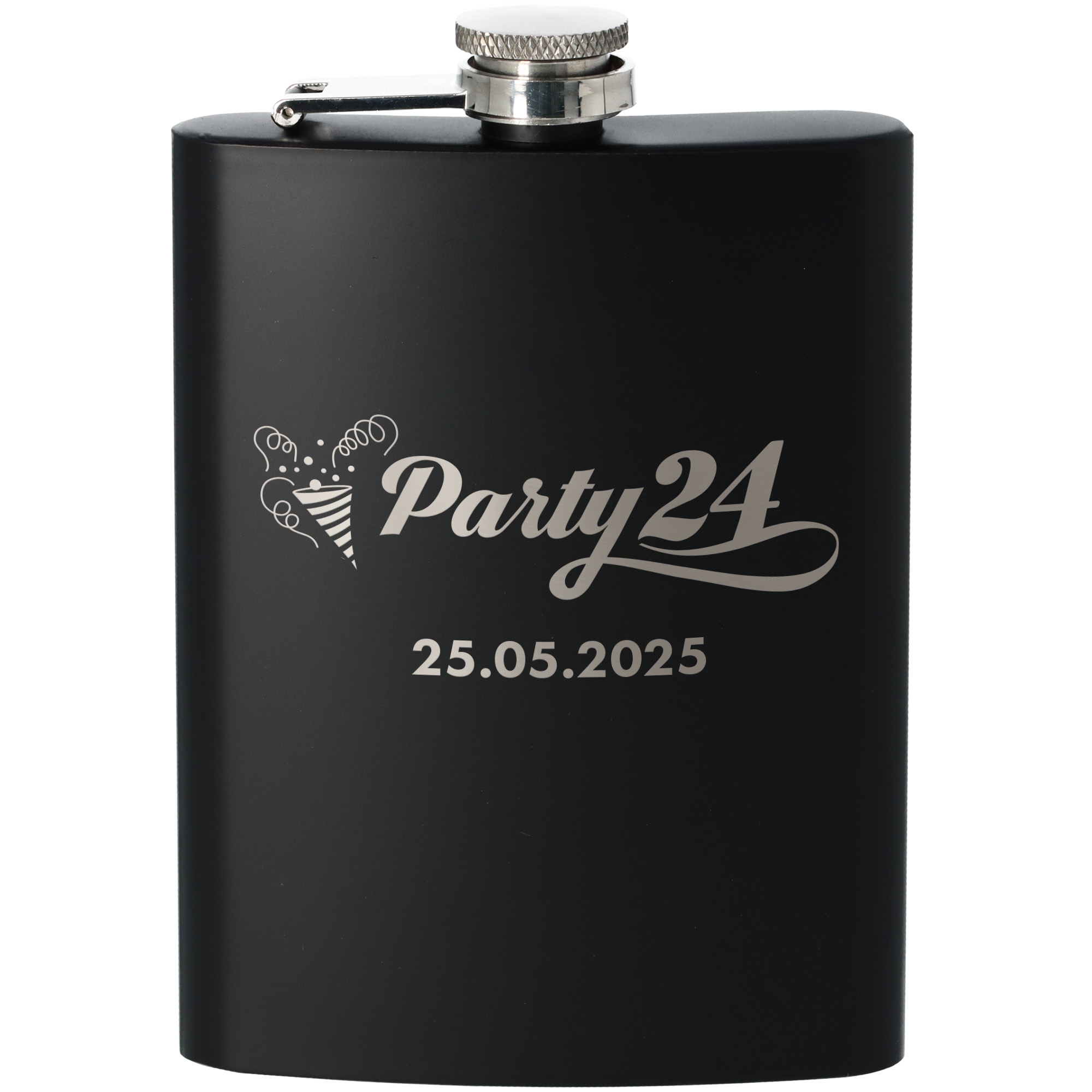 Flachmann Dein Design Schwarz mit Gravur Flasche, Rasierwasser