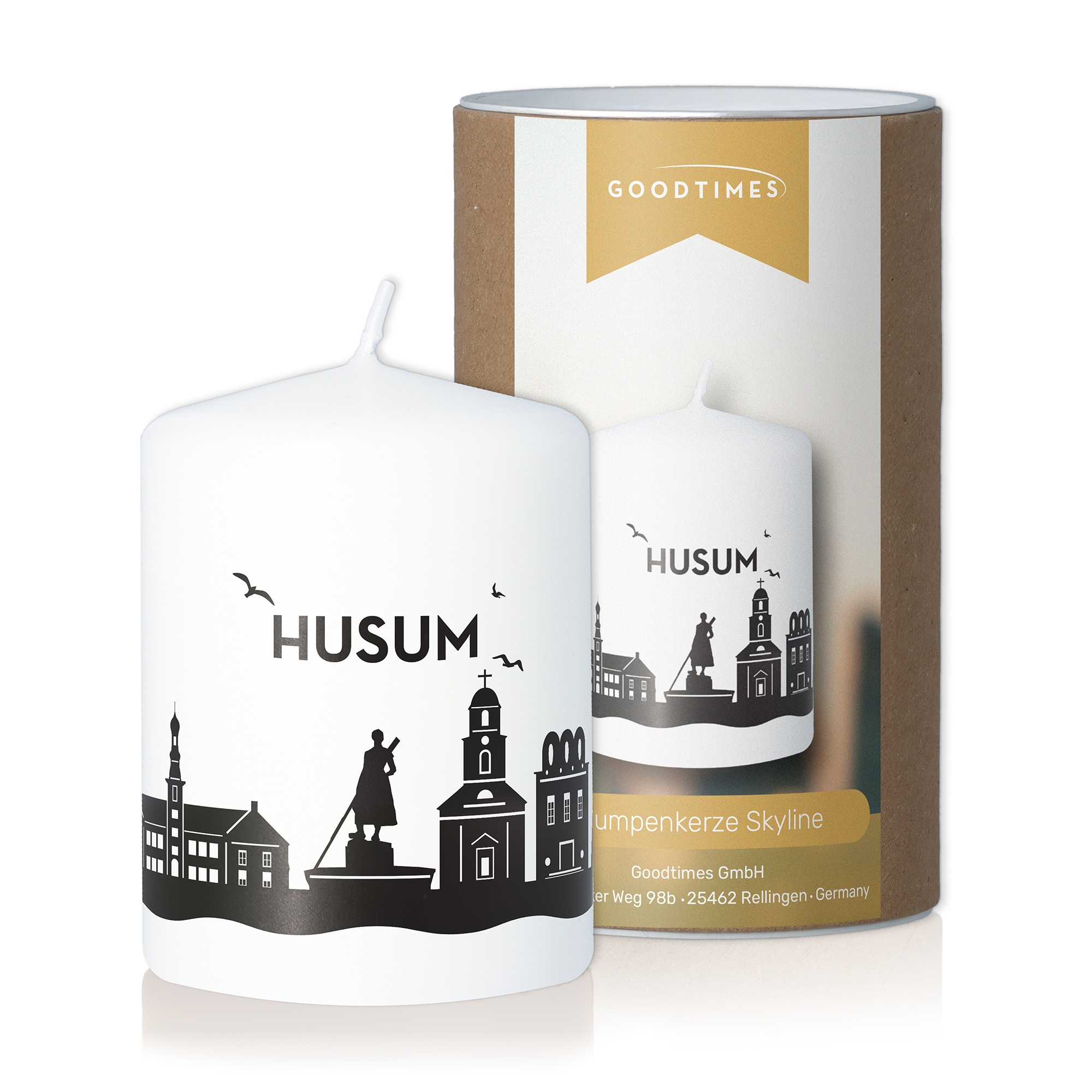 Stumpenkerze Skyline Husum Person