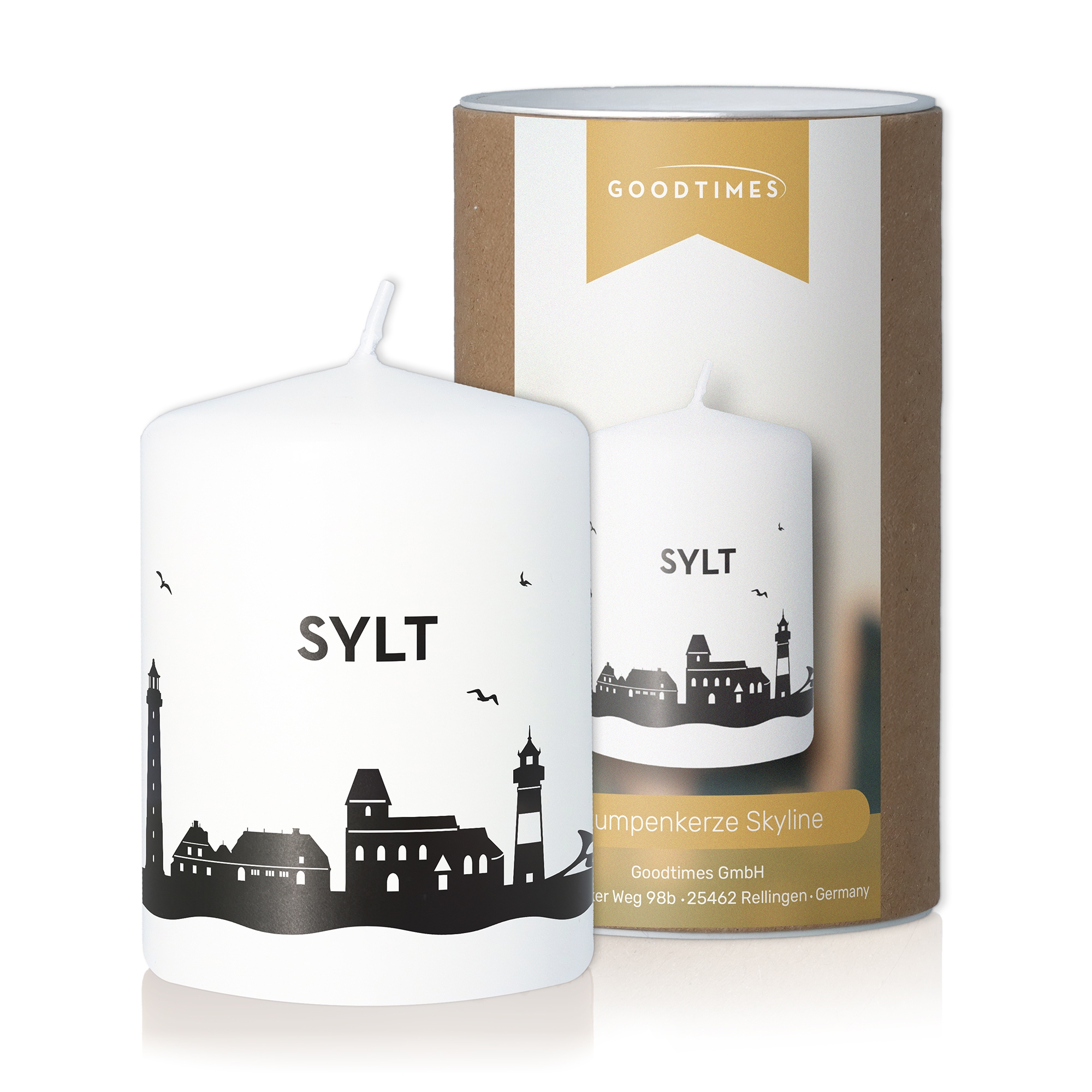 Stumpenkerze Skyline Sylt Kerze