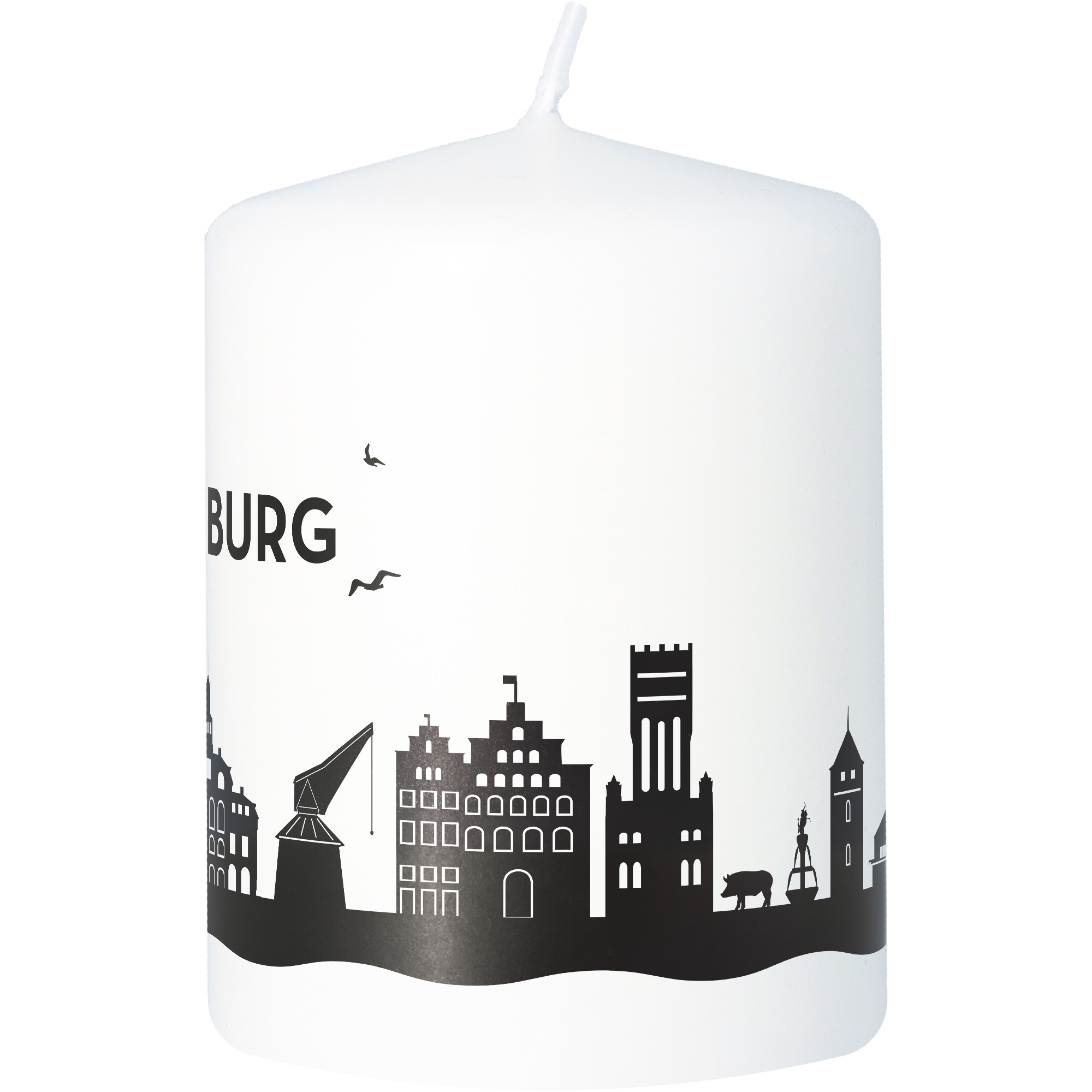 Stumpenkerze Skyline Lüneburg Kerze