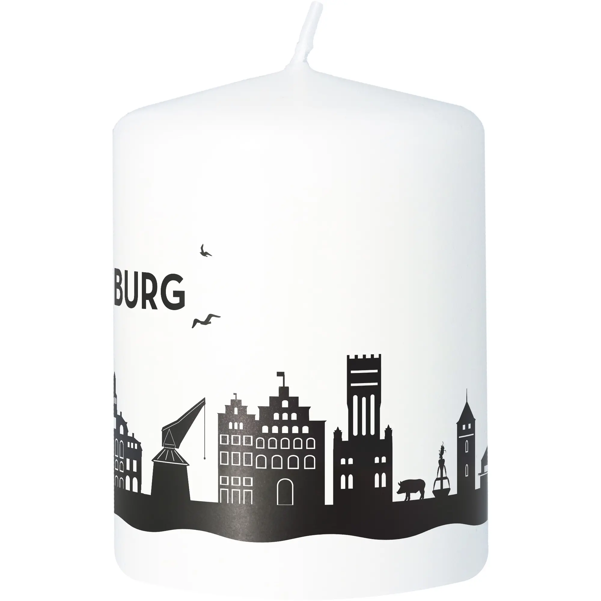 Stumpenkerze Skyline Lüneburg Kerze