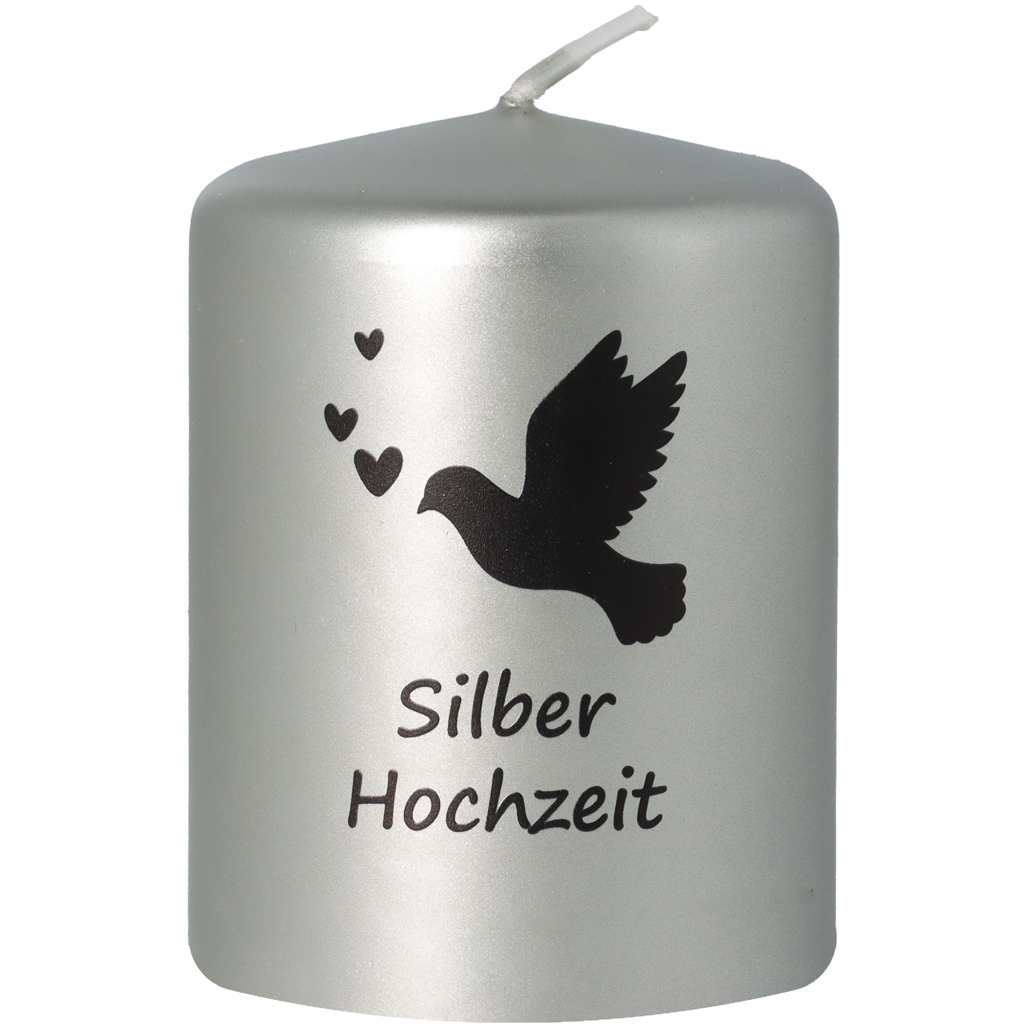 Stumpenkerze Metallic "Silberhochzeit"