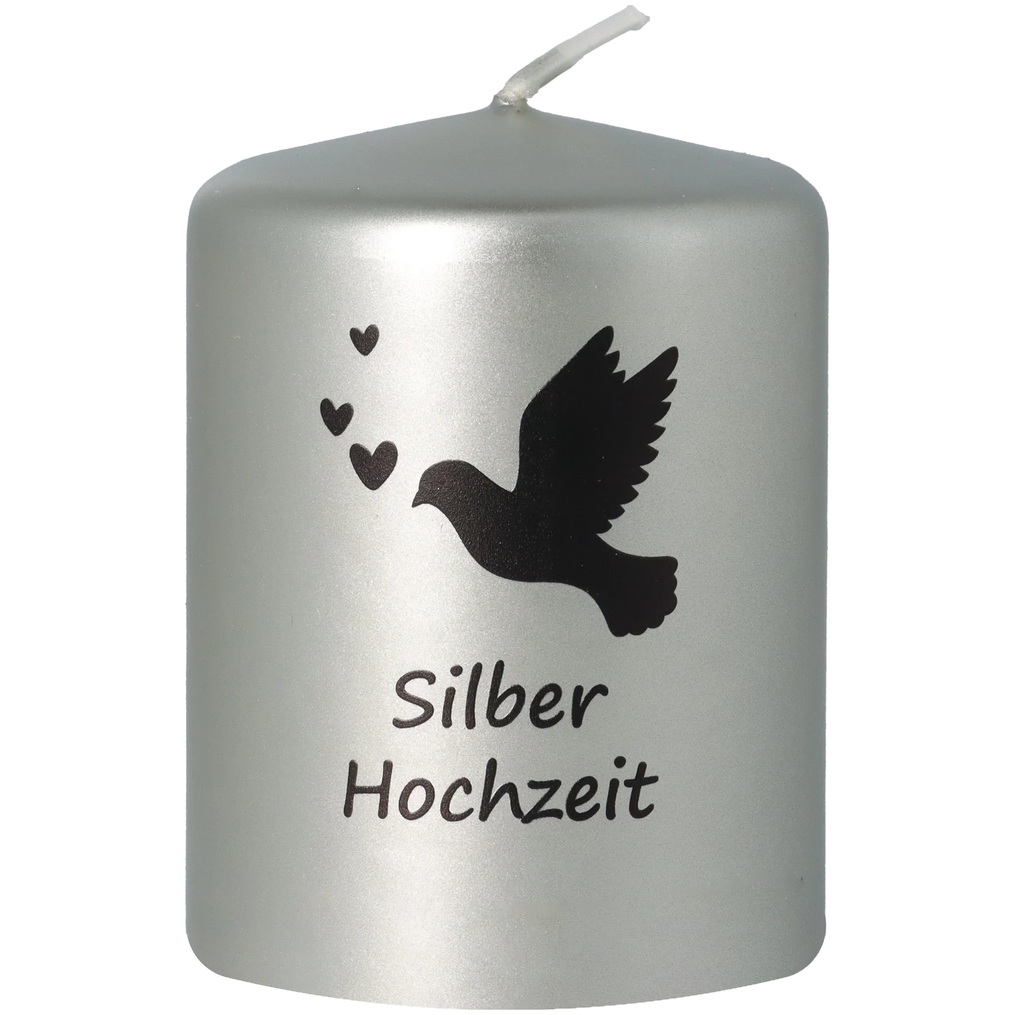 Stumpenkerze Metallic "Silberhochzeit"