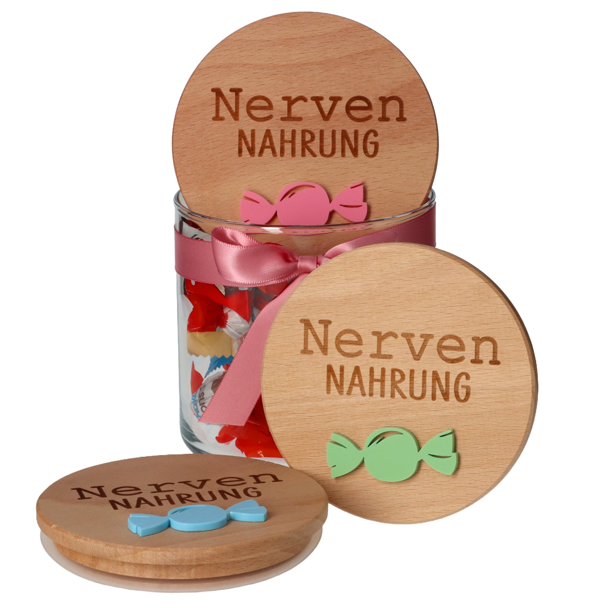 Geschenkglas "Nervennahrung" Pastel Hellblau Krug, Kopf, Person, Gesicht