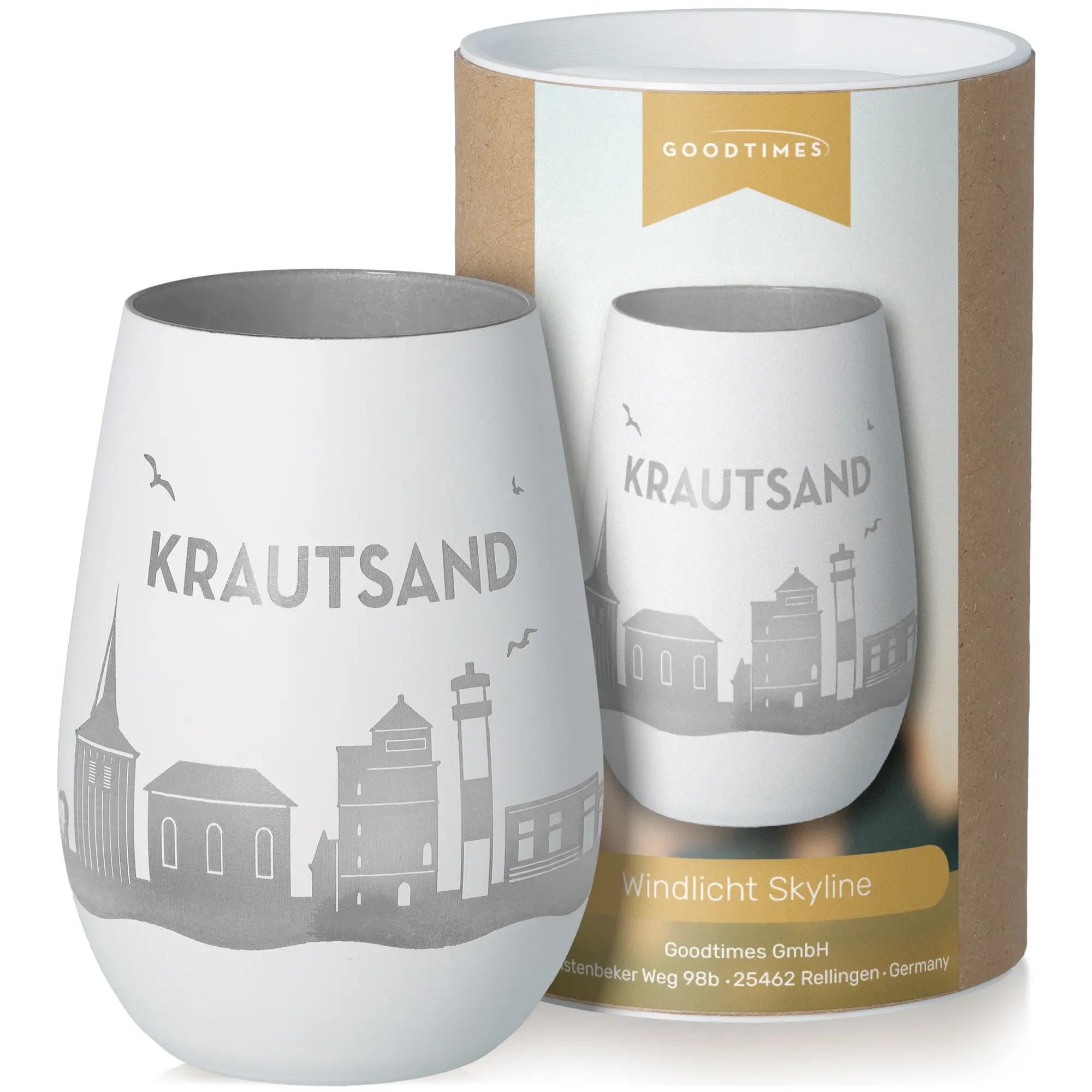 Windlicht Skyline Krautsand Töpferei, Glas, Einmachglas, Tasse