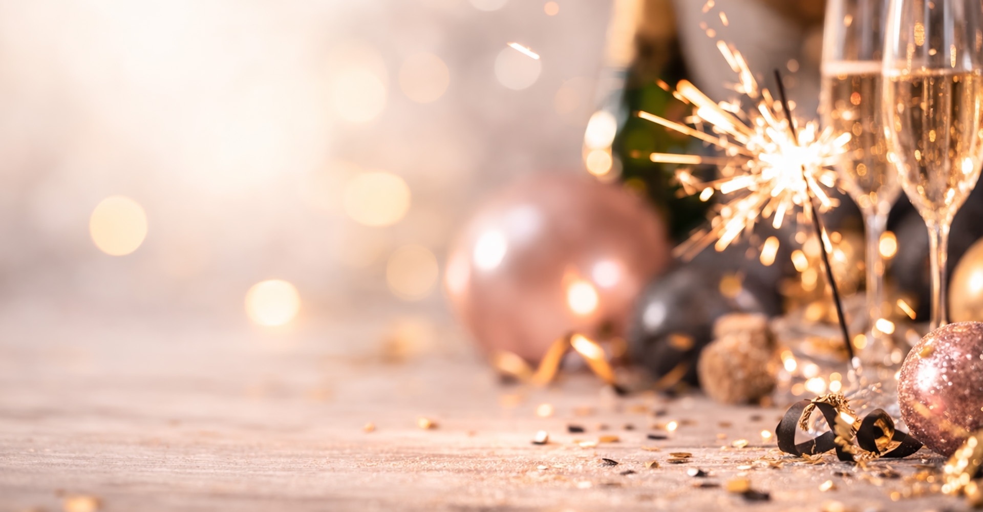 party, sparkler, champagne, gläser, konfetti