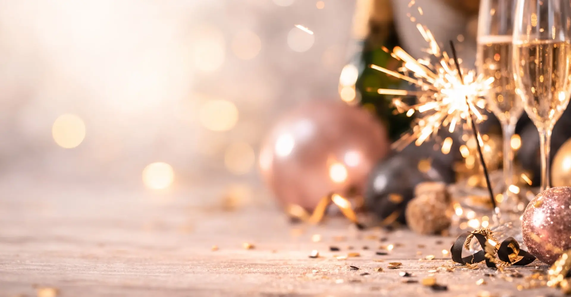 party, sparkler, champagne, gläser, konfetti