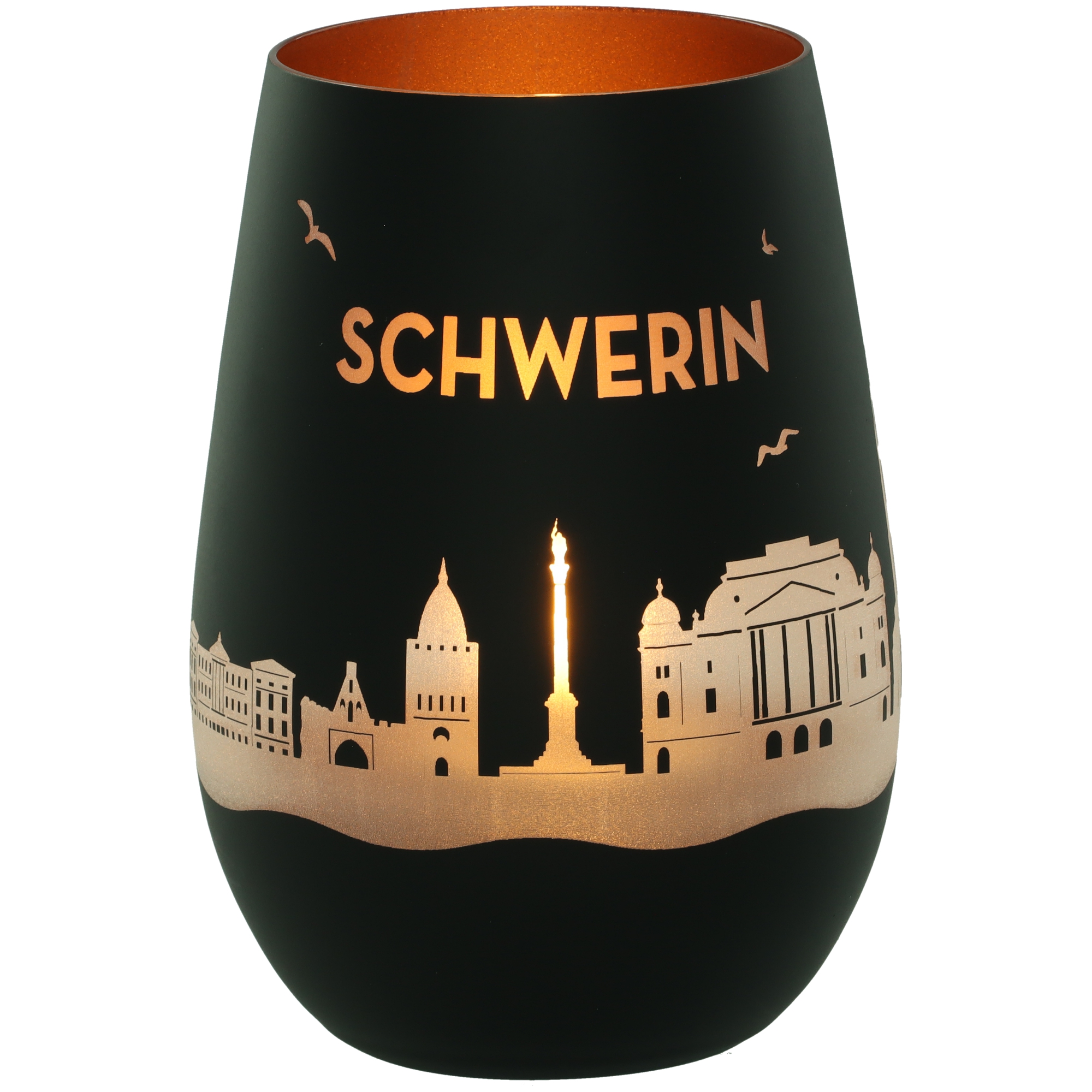 Windlicht Skyline Schwerin Töpferei, Lampe, Glas