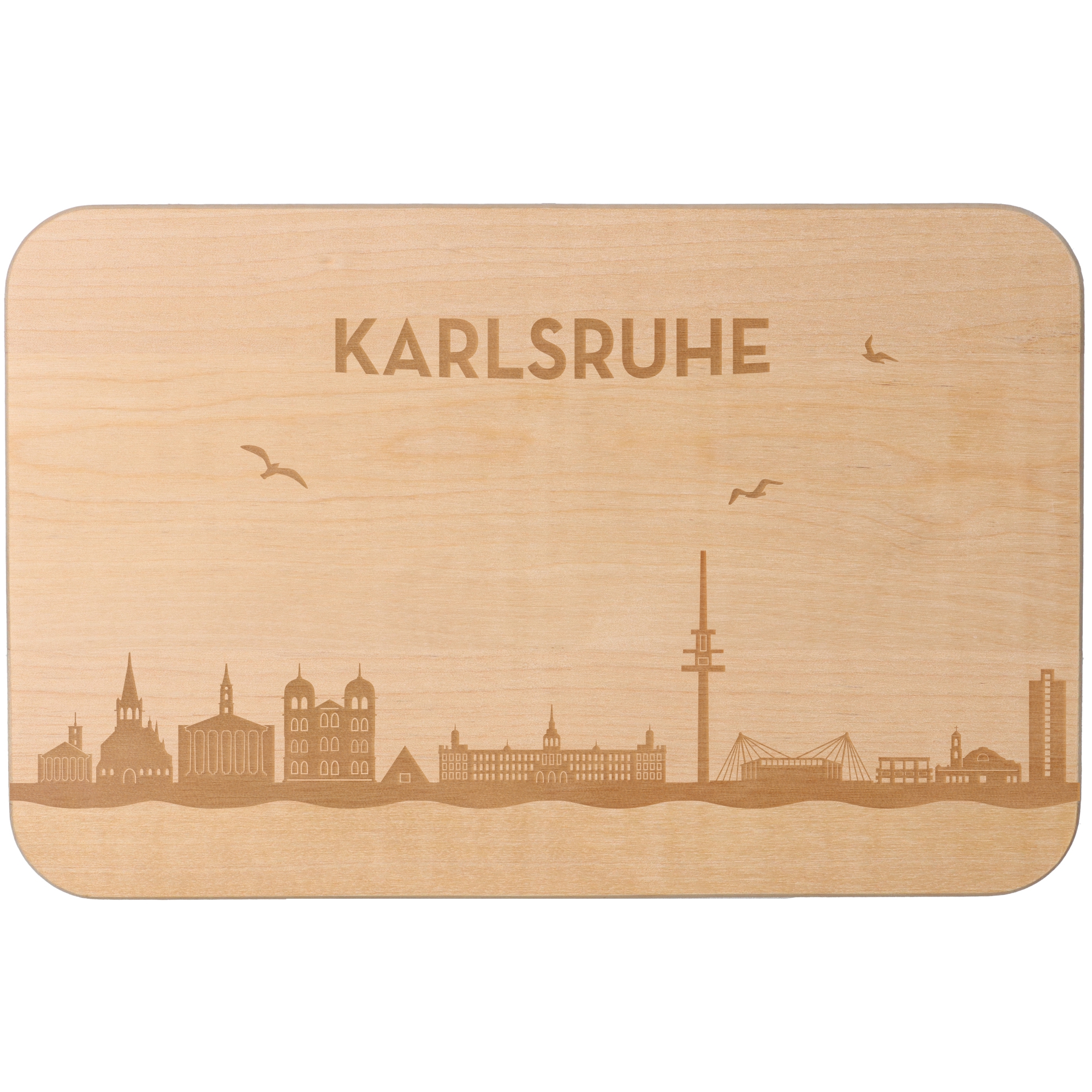 Frühstücksbrett Skyline Karlsruhe Holz, Sperrholz, Matte