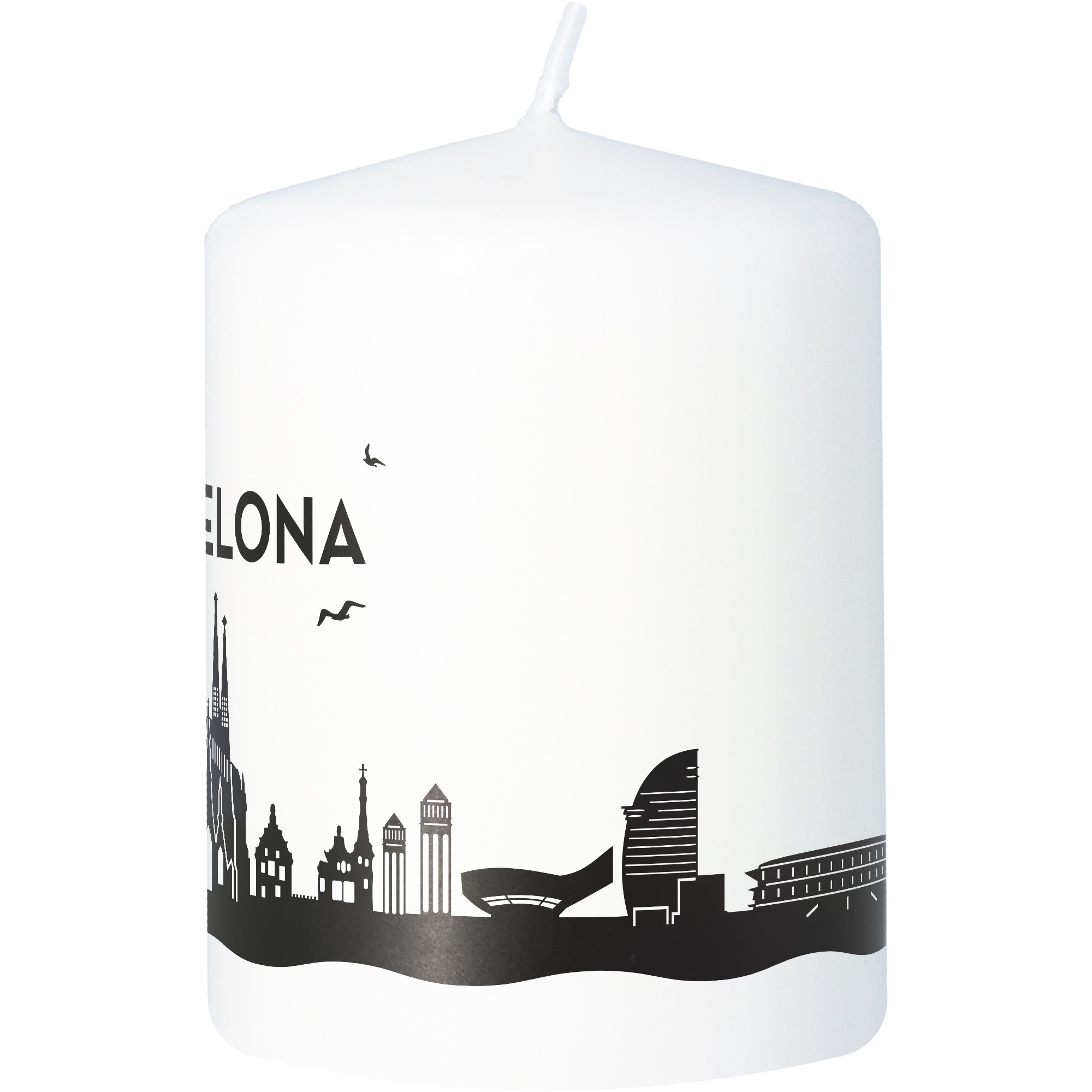 Stumpenkerze Skyline Barcelona Kerze