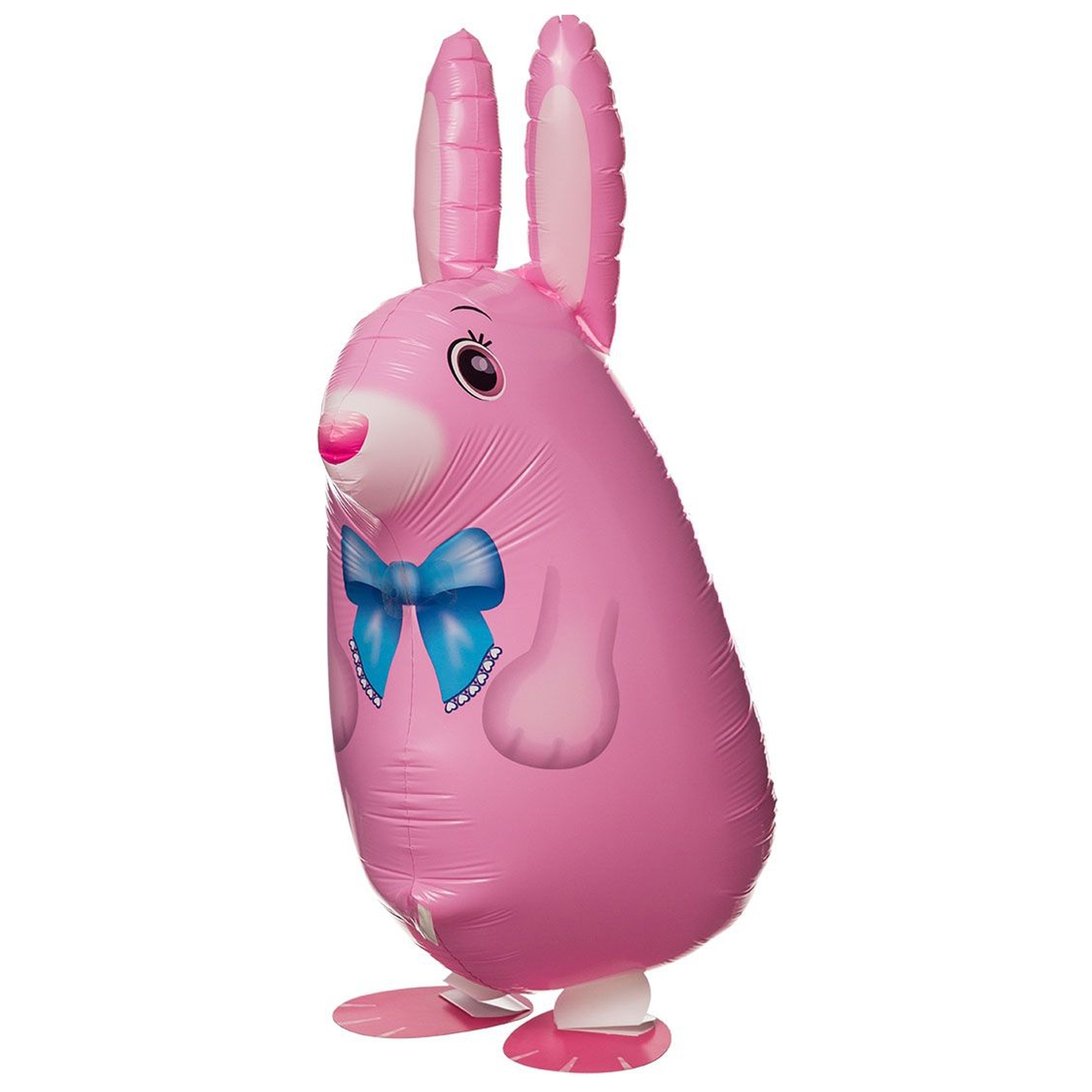Airwalker Ballon "Hase" Pink Gummifigur, Puppe, Hase, Luftballon-Figur, Pink, Schleife, Gehäuse-Luftballon