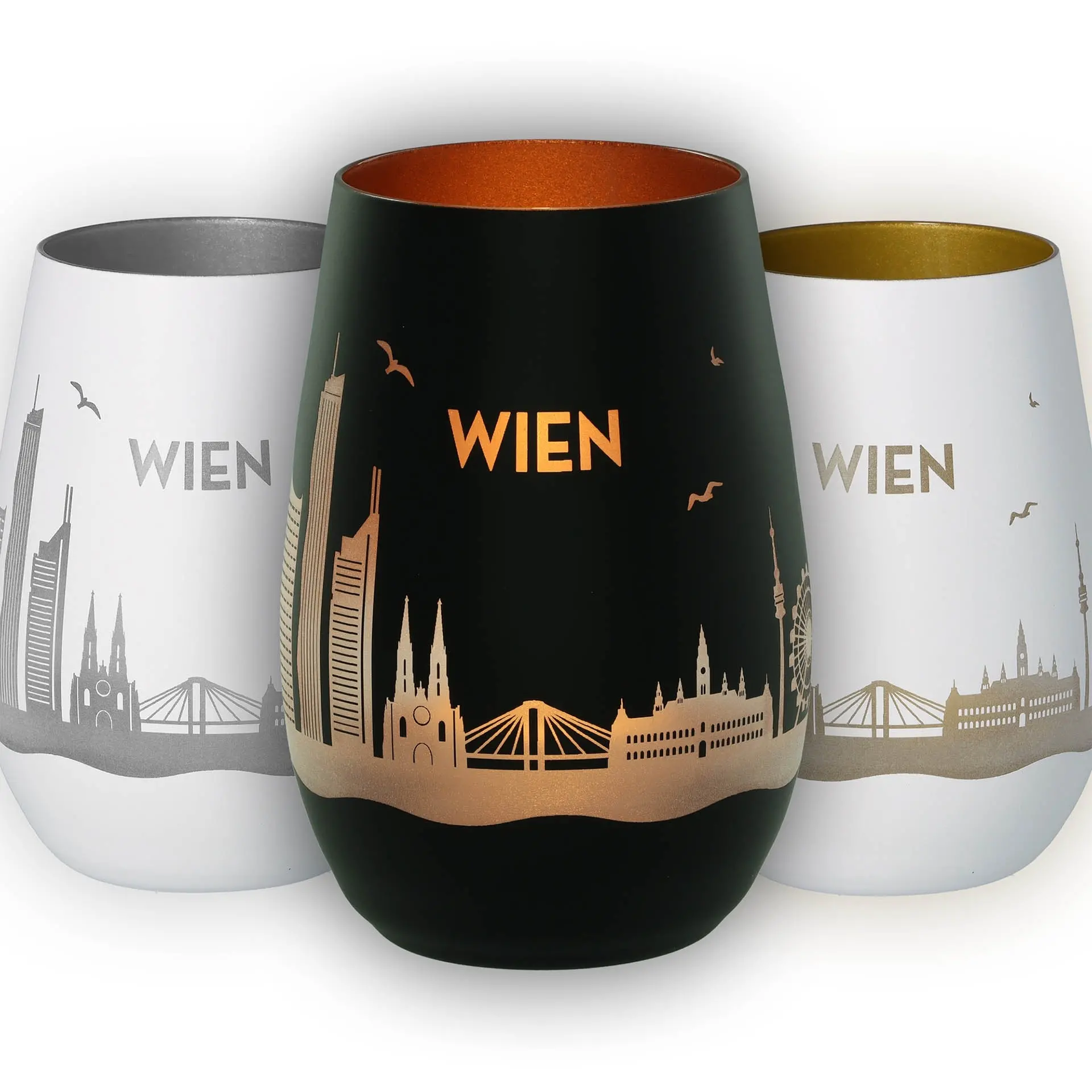 glas, reiseschale, städteansicht, WIEN, silber-gold-rahmen