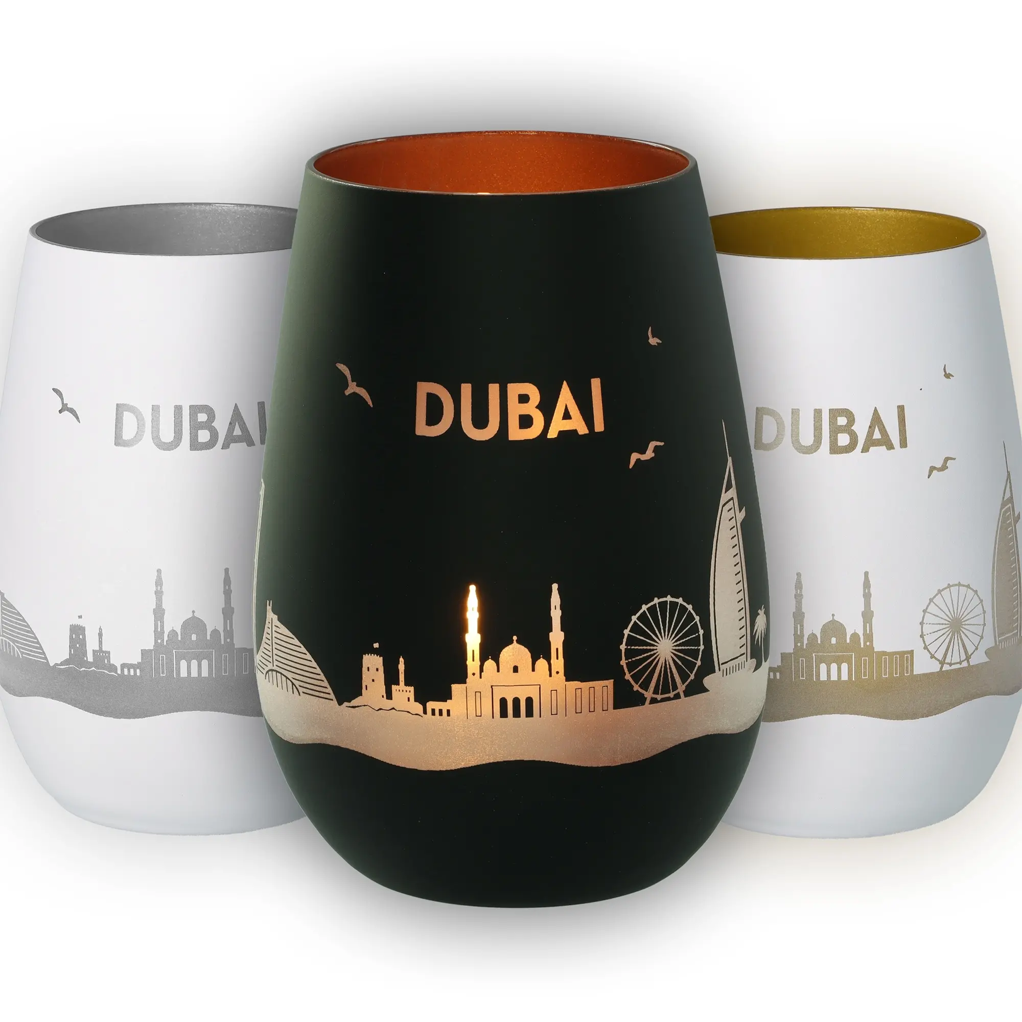 Dubai, Rückseitig Glocke nicht sichtbar, Vase, Schwarz, Goldene Akzente