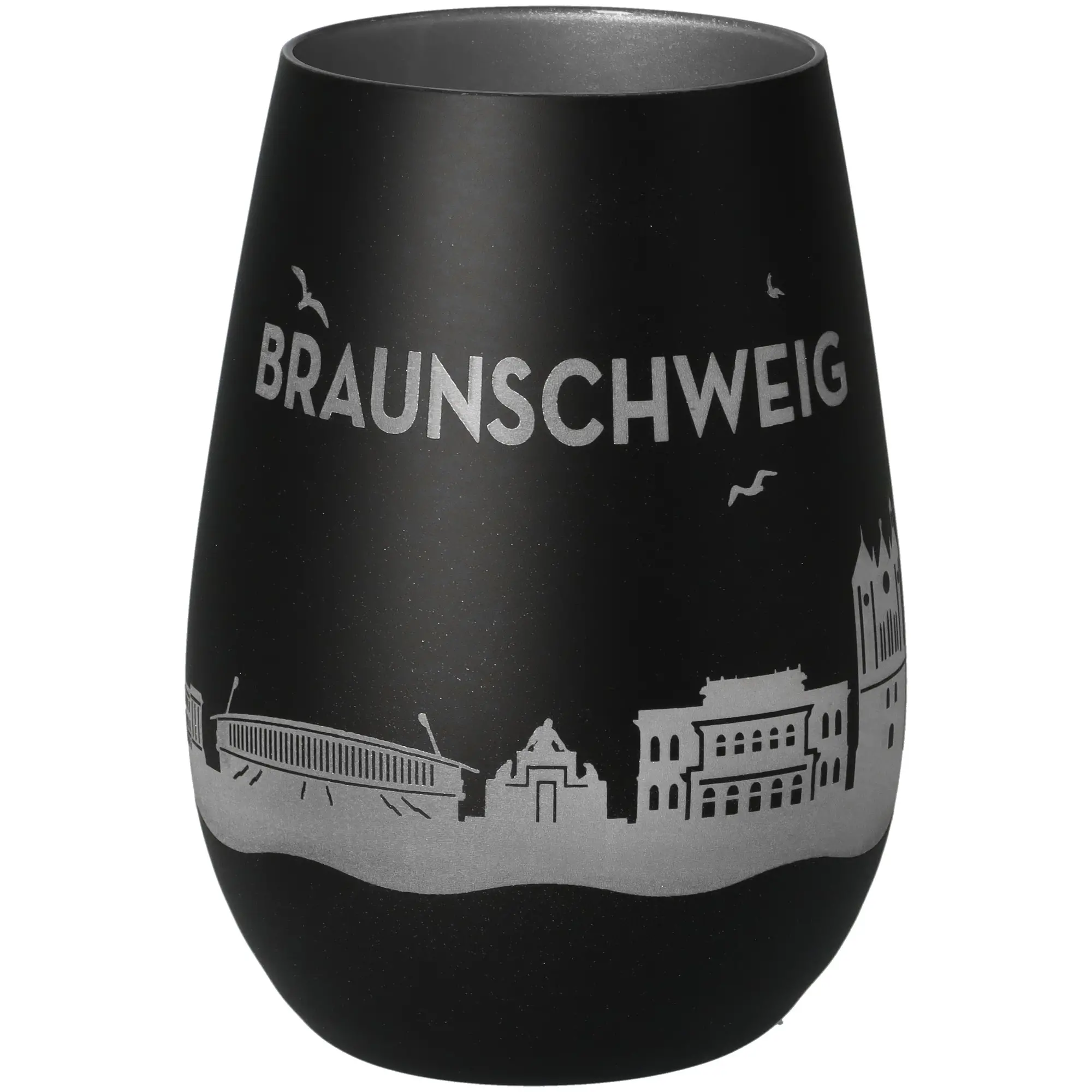 kunststoffbecher, becher, schwarz, silberdruck, bruns­chweig