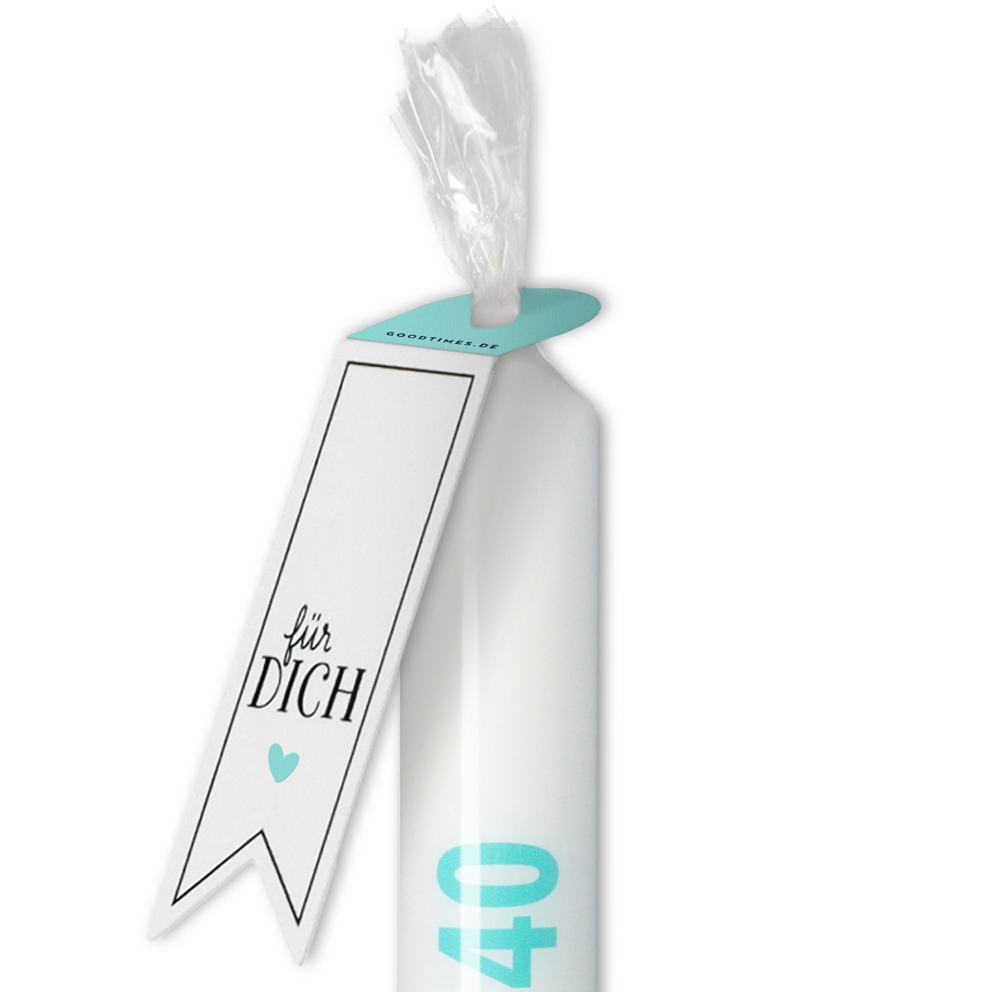 Stabkerze "Um die 40" Türkis Stabkerze "Um die 40" Türkis