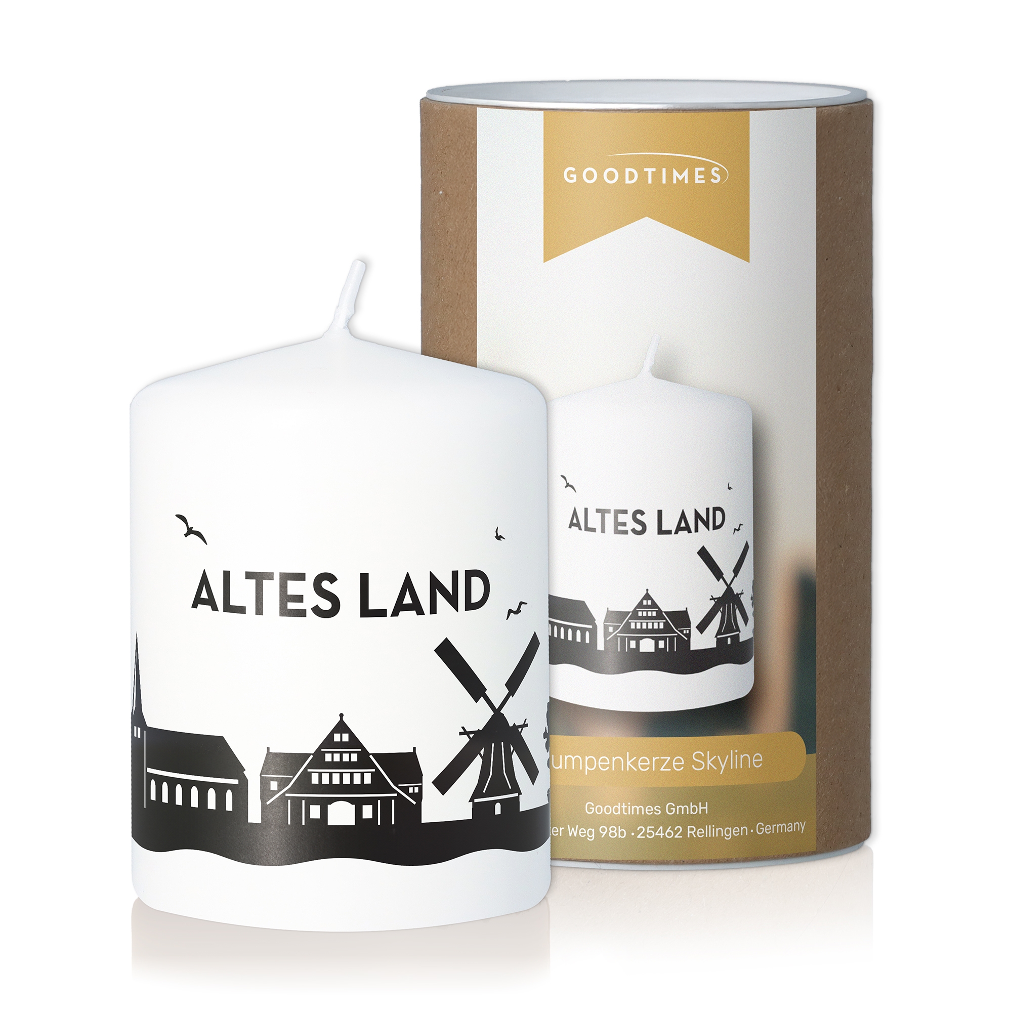 Stumpenkerze Skyline Altes Land Stumpenkerze Skyline Altes Land