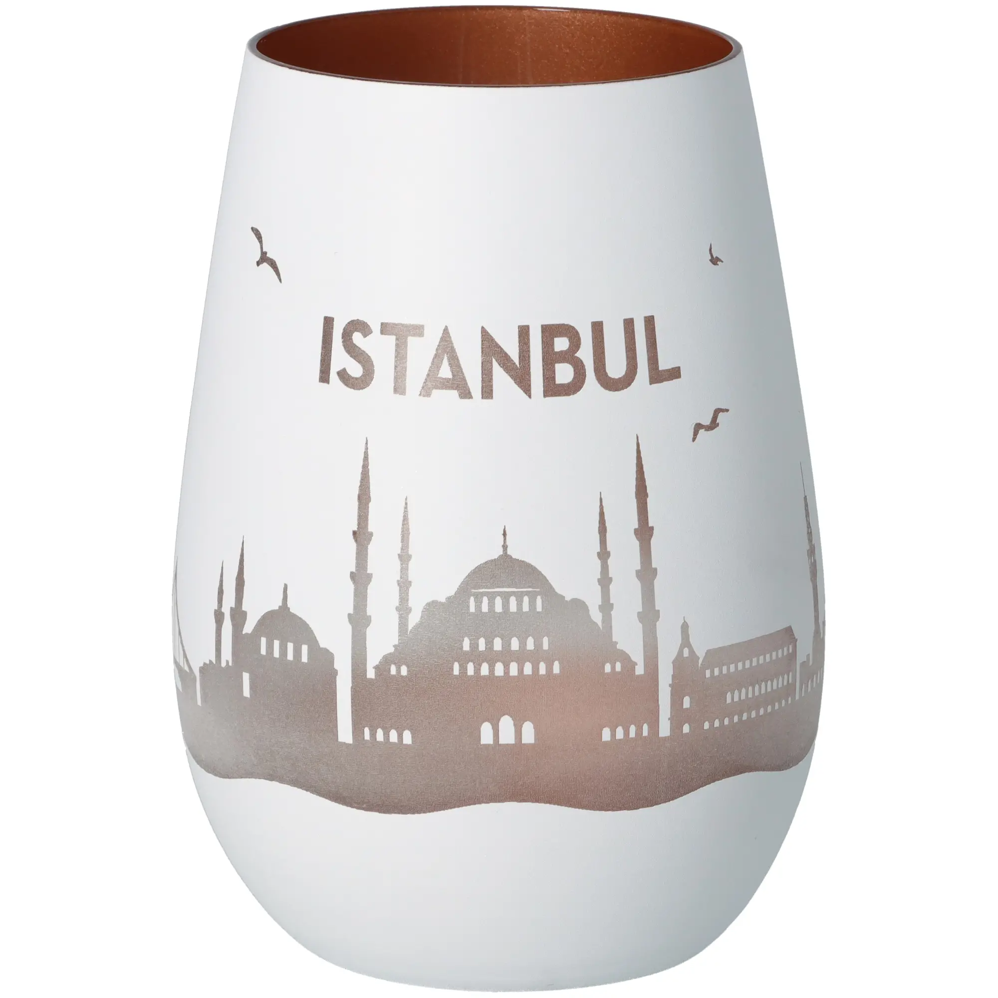 Vase, weiße Vase, Stadt-Motiv, Istanbul, Keramik