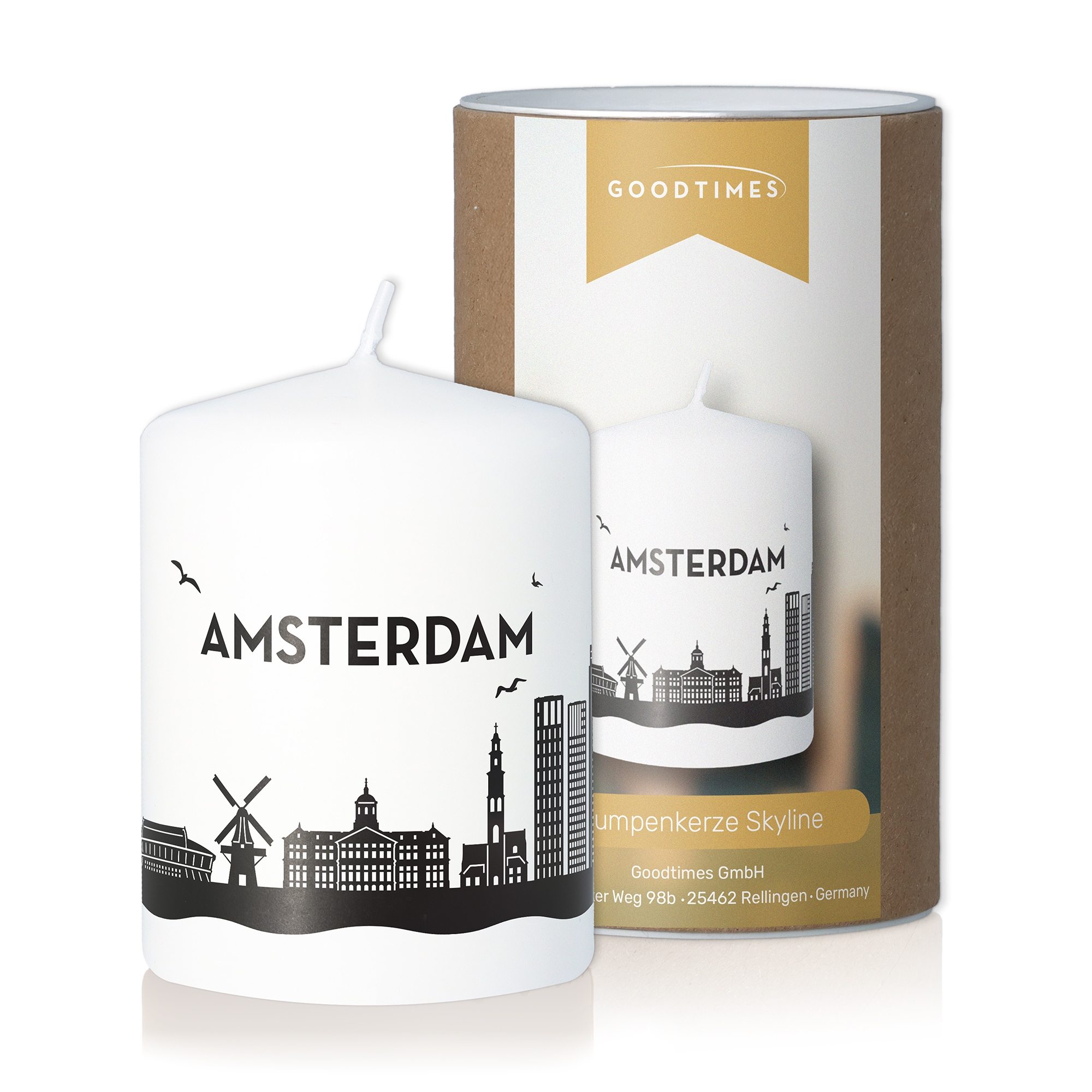Stumpenkerze Skyline Amsterdam Kerze