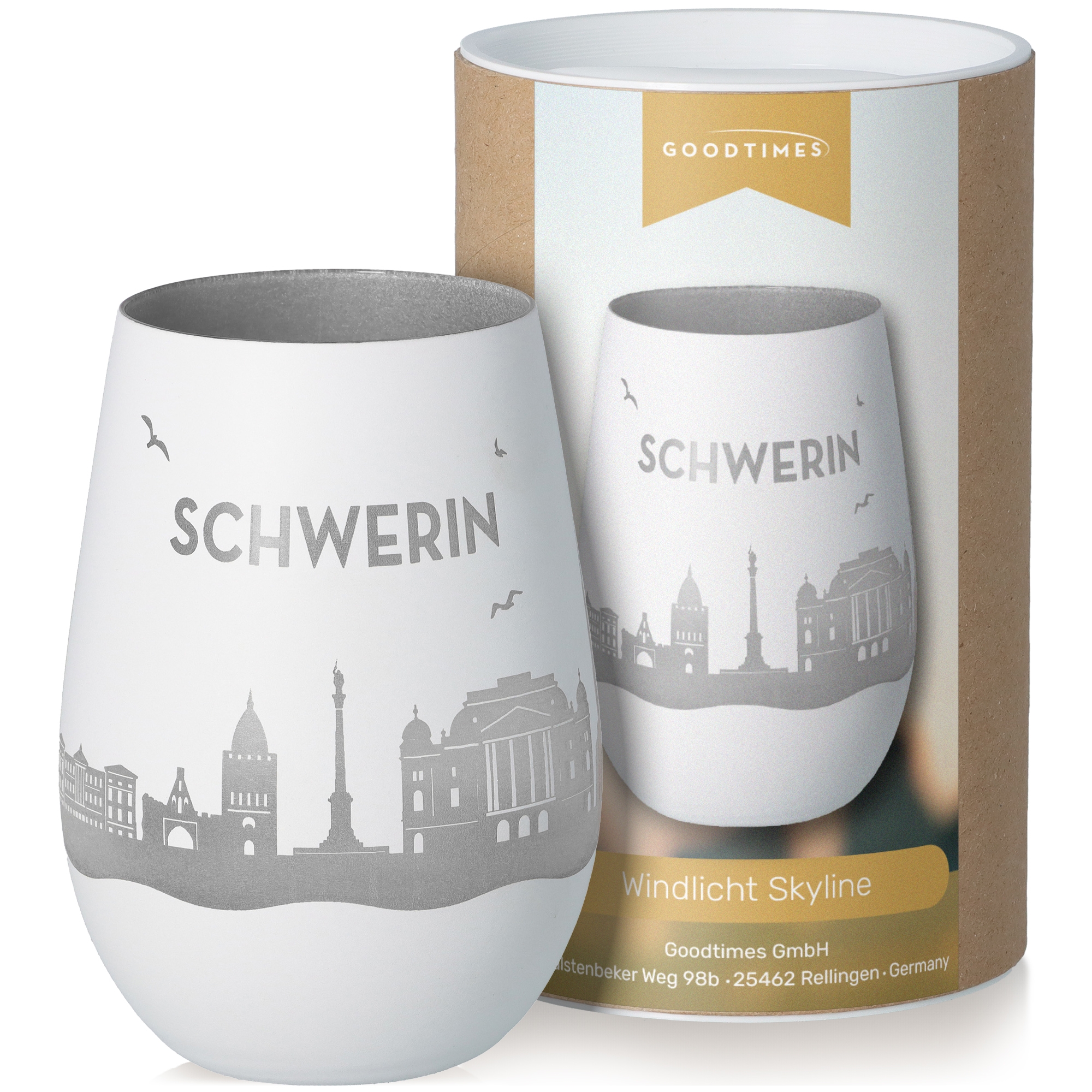 Windlicht Skyline Schwerin Töpferei, Tasse, Glas, Kunst, Porzellan