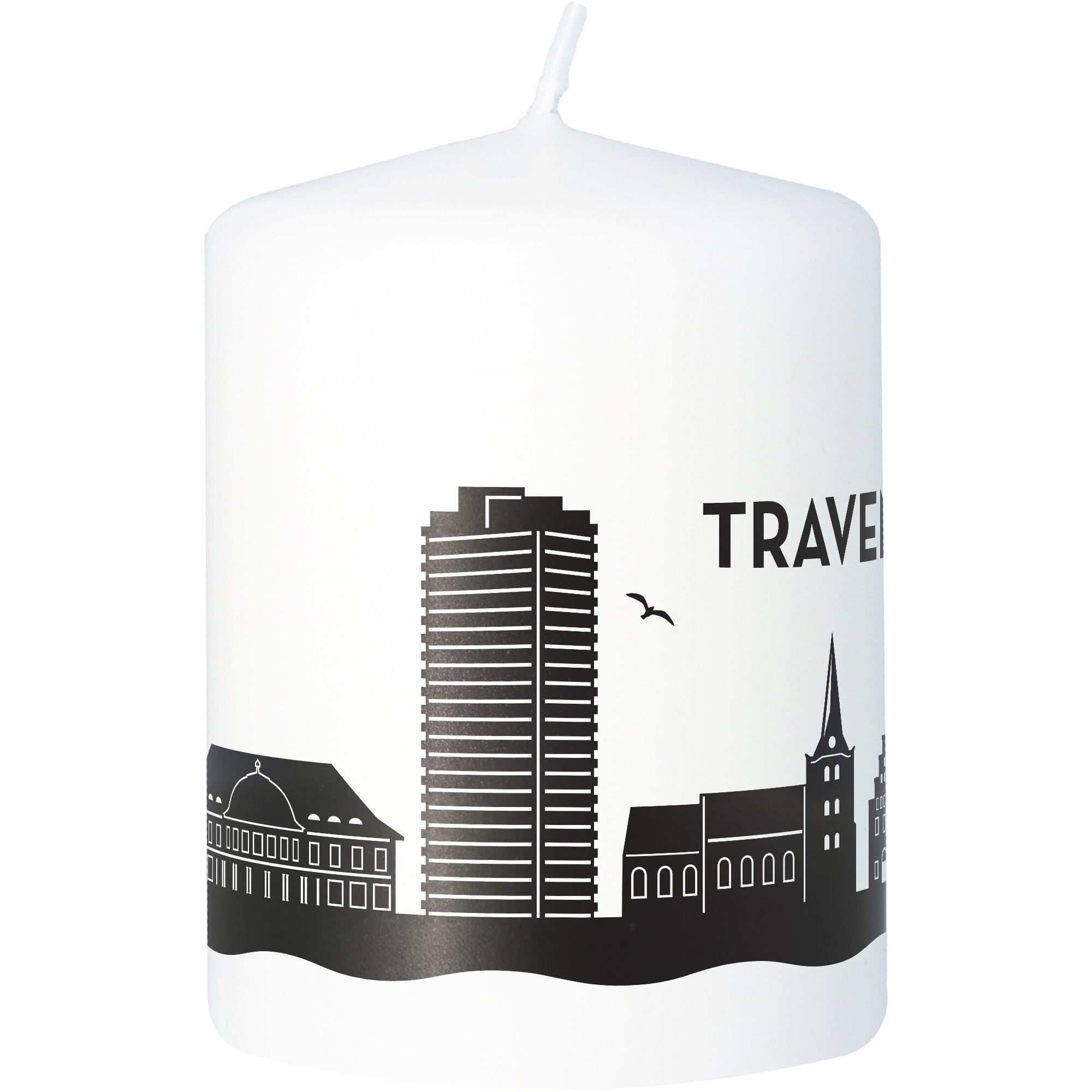 Stumpenkerze Skyline Travemünde Stumpenkerze Skyline Travemünde