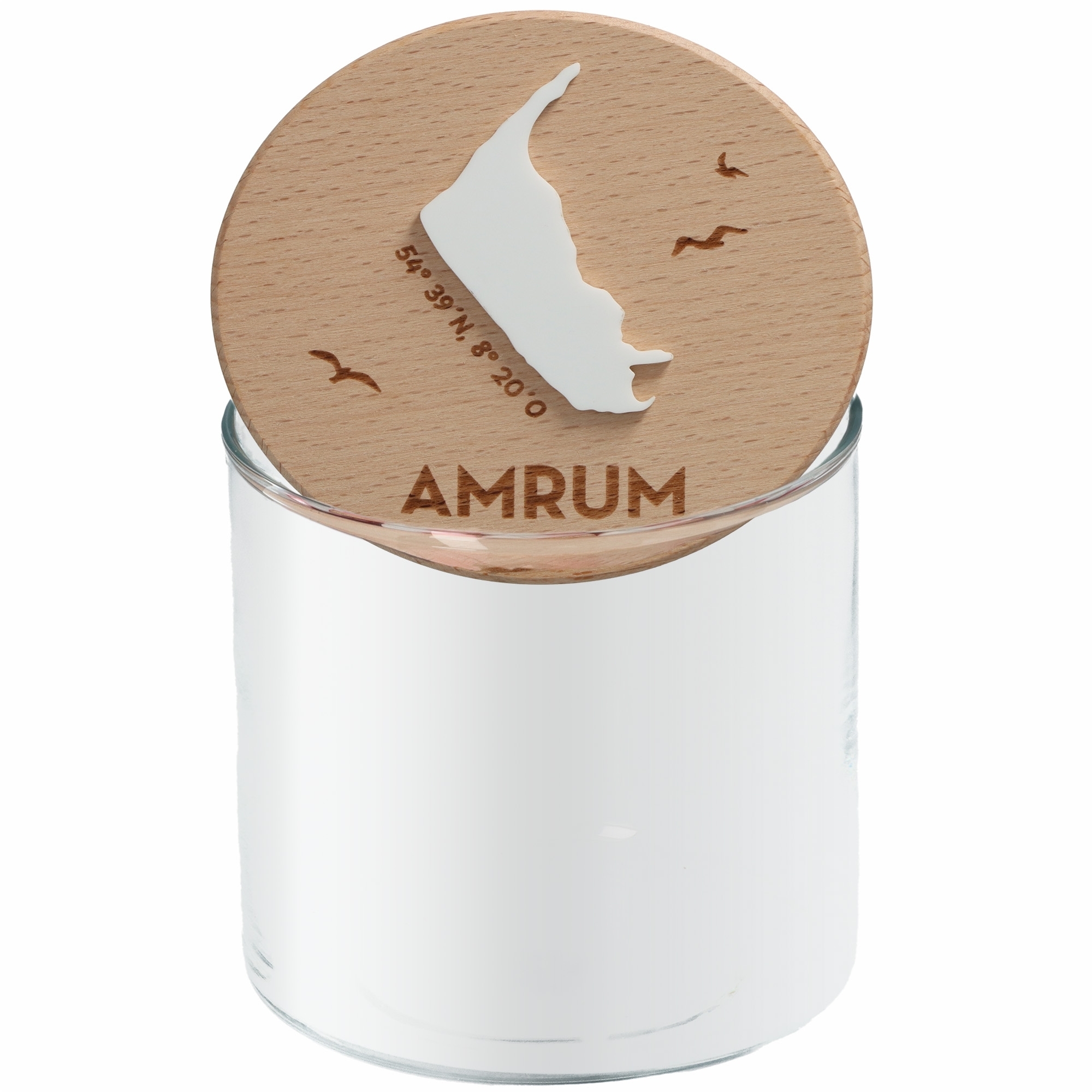 Geschenkglas Skyline "Amrum Silhouette" Weiß