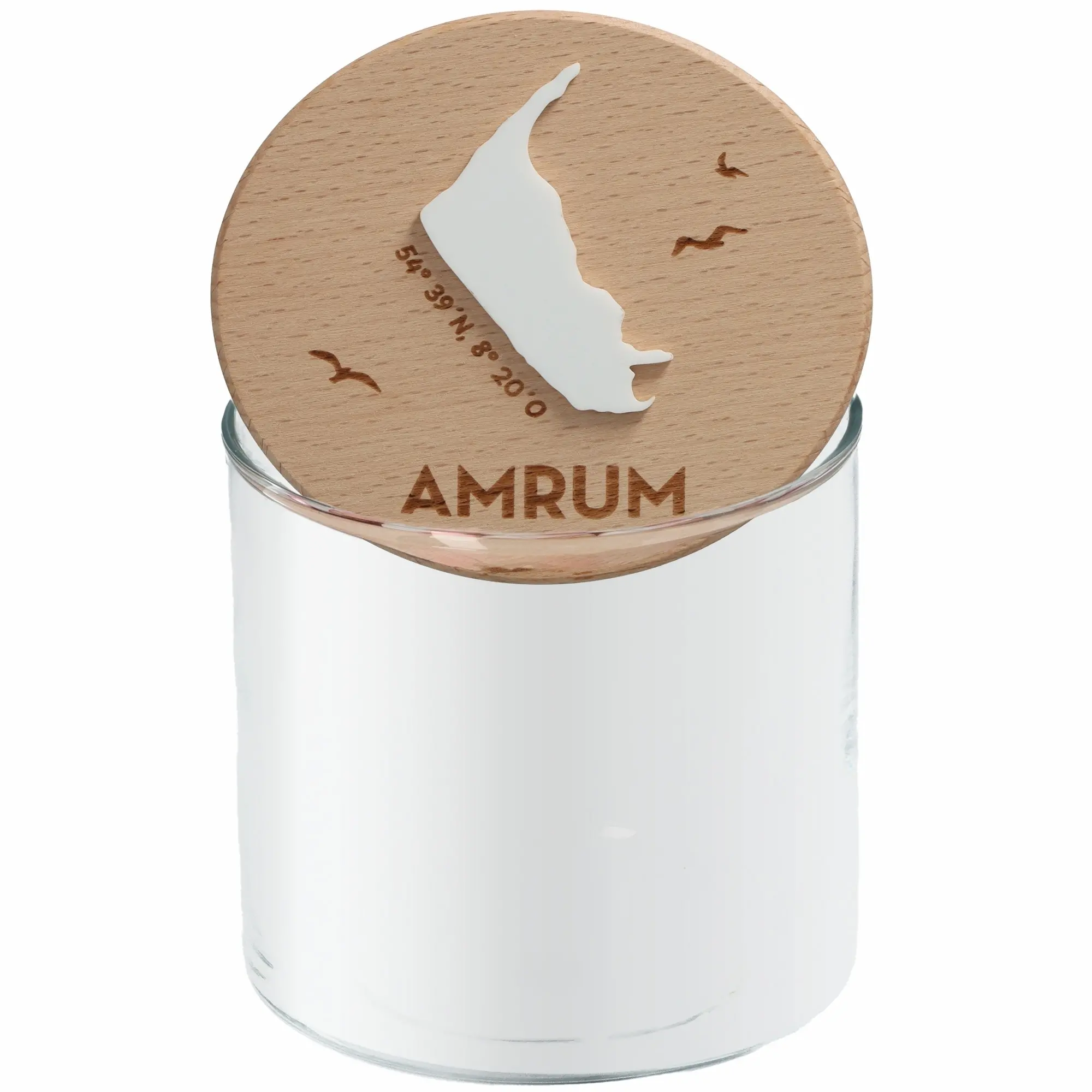 Geschenkglas Skyline "Amrum Silhouette" Weiß