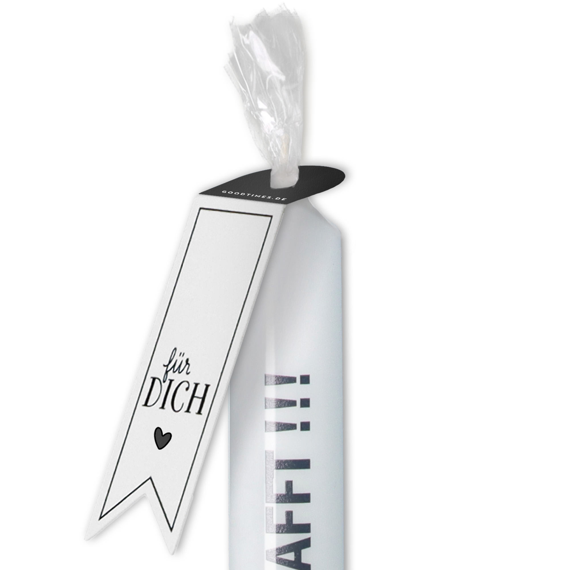 Stabkerze Weiß "YIPPIE, GESCHAFFT!!!" Stabkerze Weiß "YIPPIE, GESCHAFFT!!!"