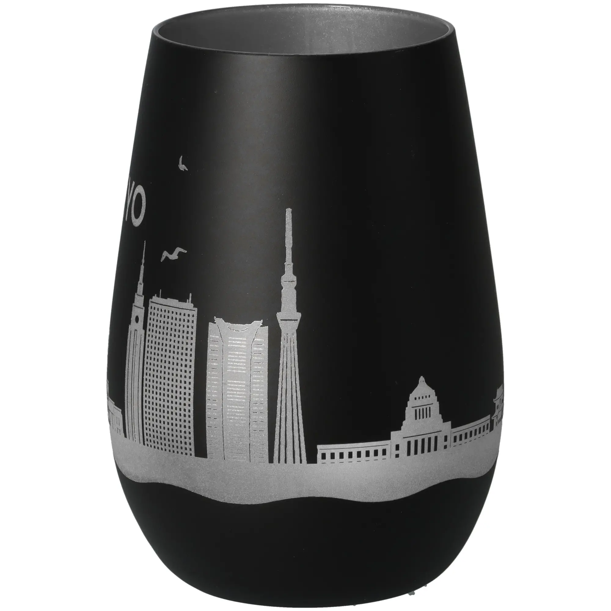 Vase, Schwarz, Stahlgrau, Stadt Silhouette, Kulturgewebe