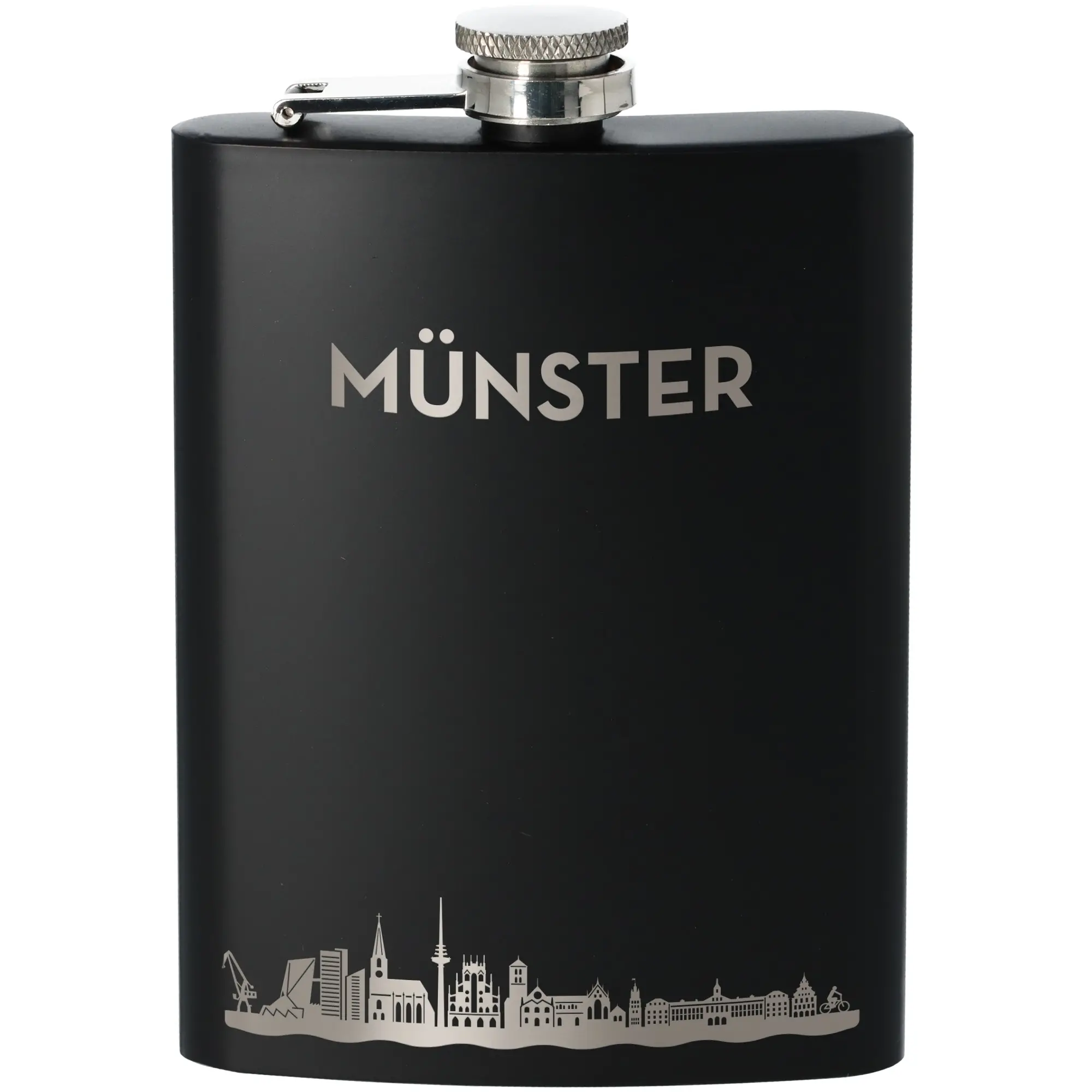 Flasche, Flachmann, Schwarz, Metallic, Münster
