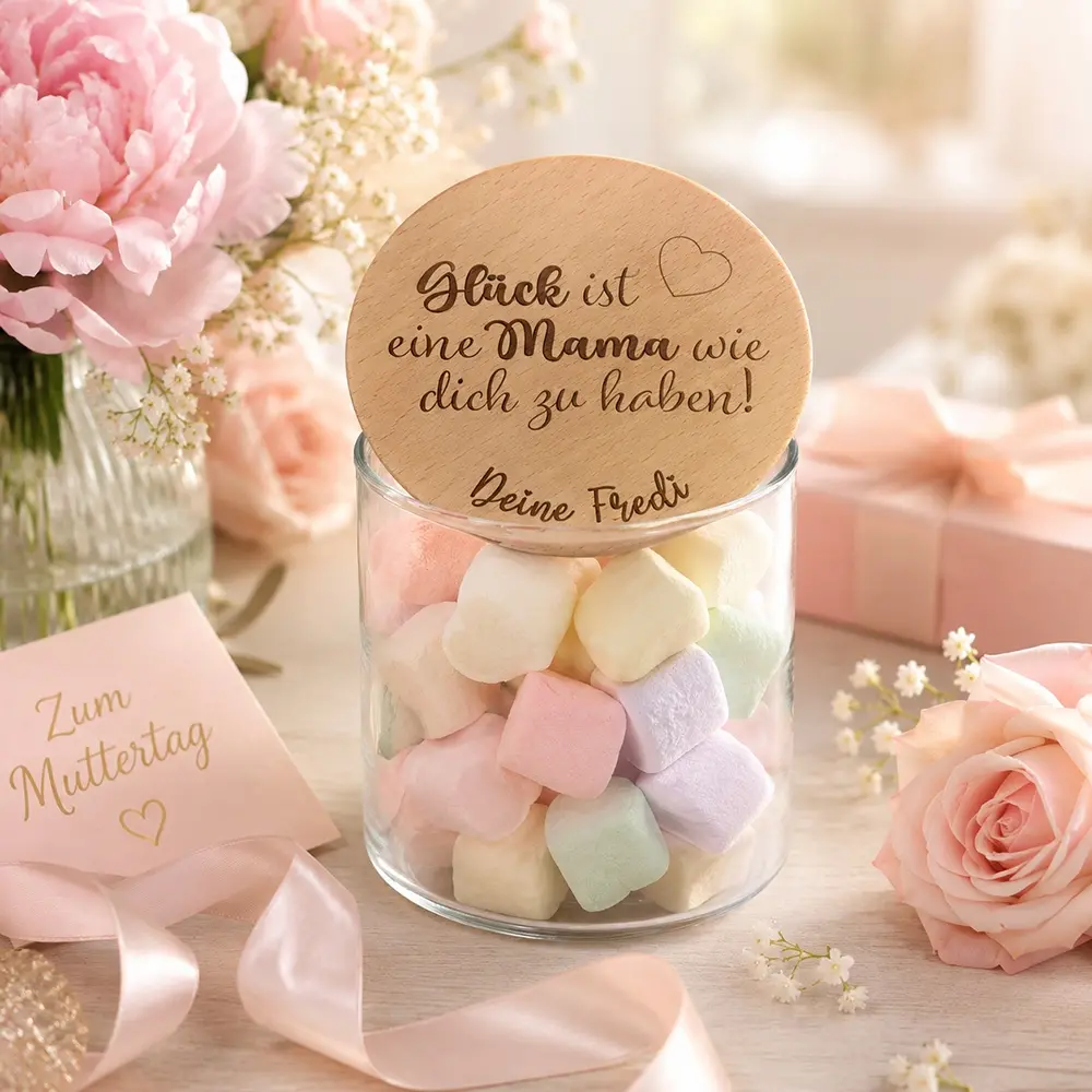 Himbeerrose?, Marshmallow, Glasbehälter, Geschenkset, Muttertag