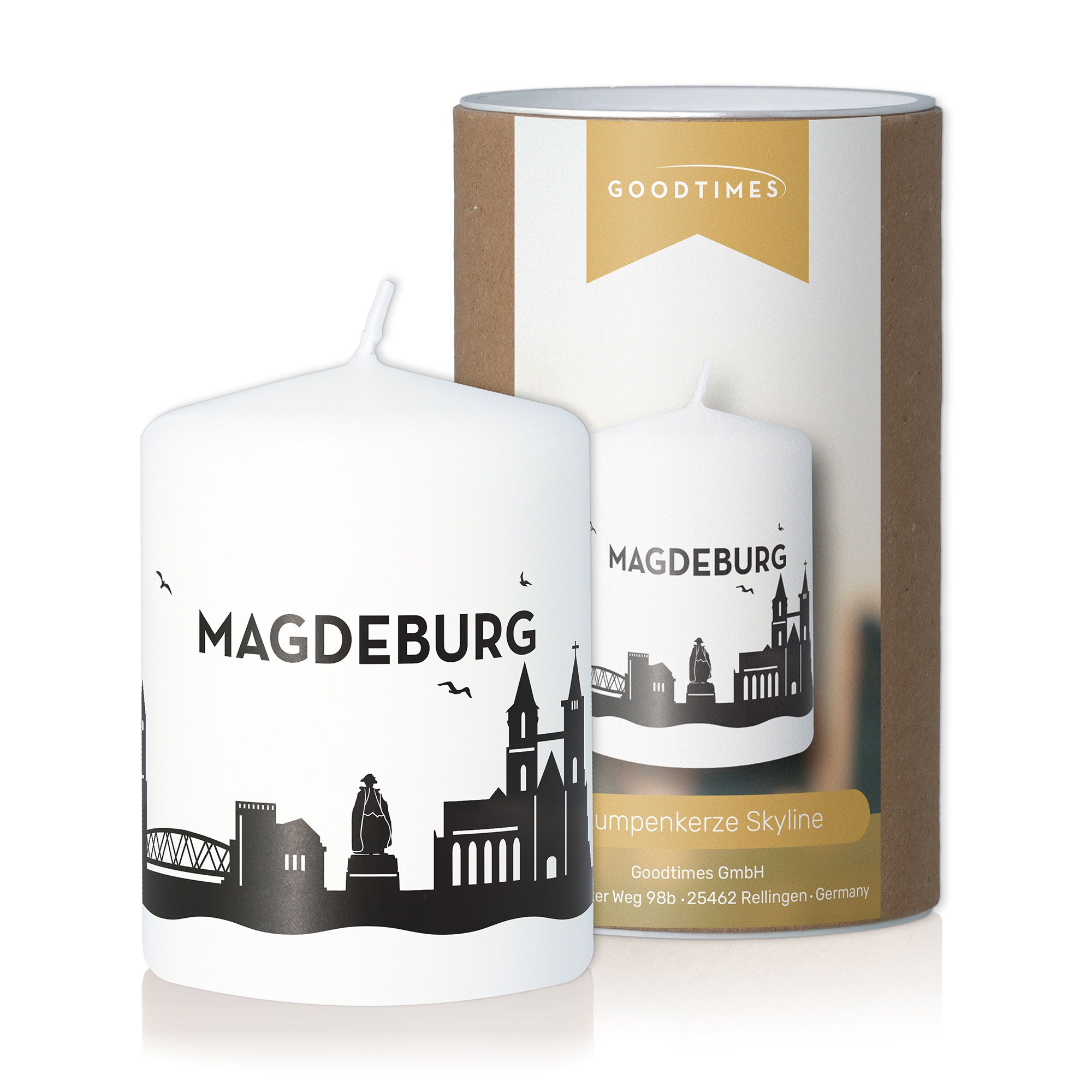 Stumpenkerze Skyline Magdeburg