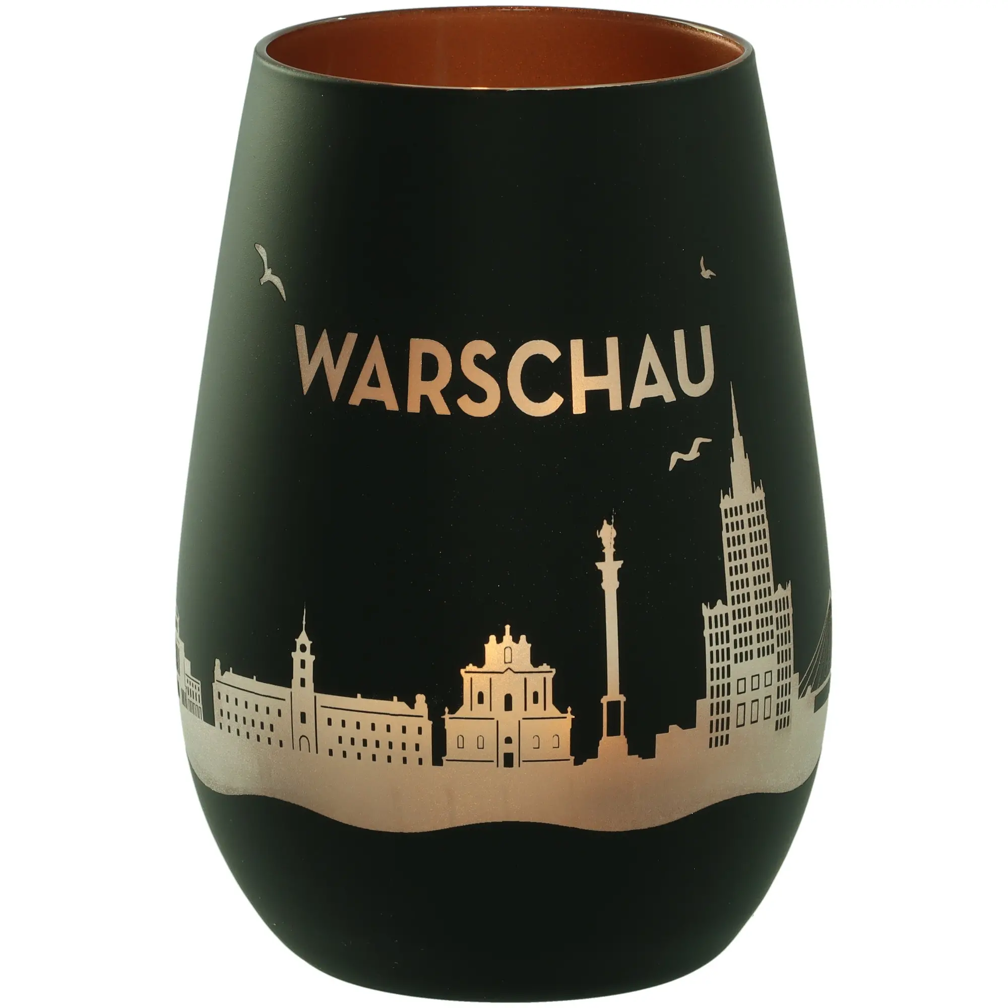 Vase, Schale, Kupferfigur?, Stadt Silhouette, Dekoration