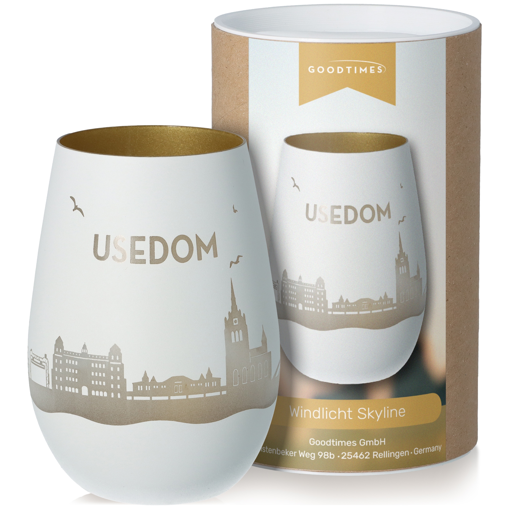Windlicht Skyline Usedom Töpferei, Krug, Kunst, Porzellan, Tasse