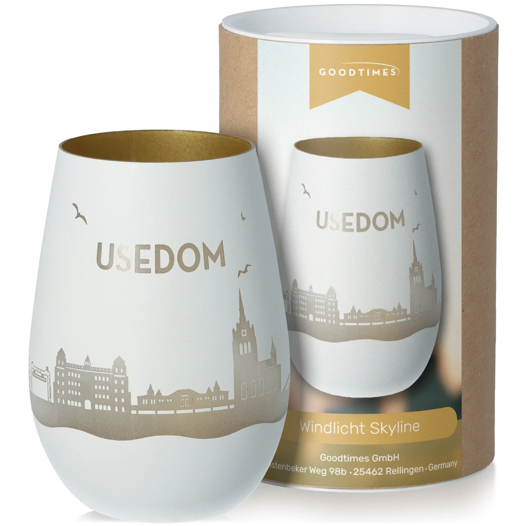 Windlicht Skyline Usedom Töpferei, Krug, Kunst, Porzellan, Tasse