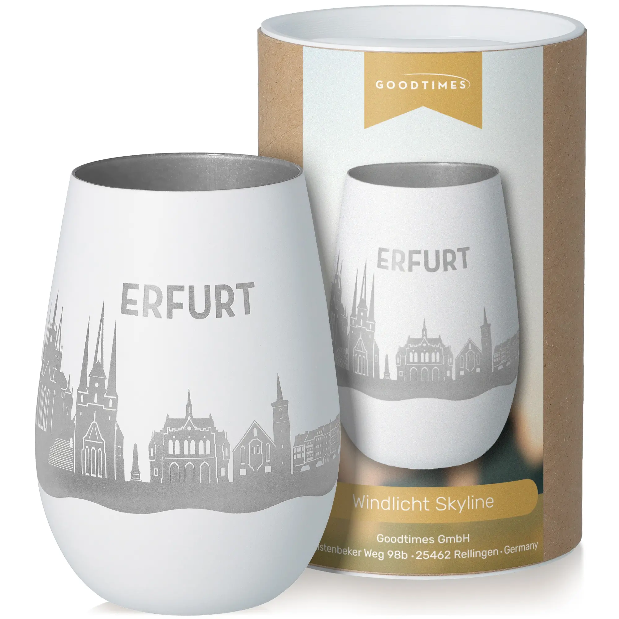 Windlicht Skyline Erfurt Töpferei, Krug, Glas, Tasse, Porzellan