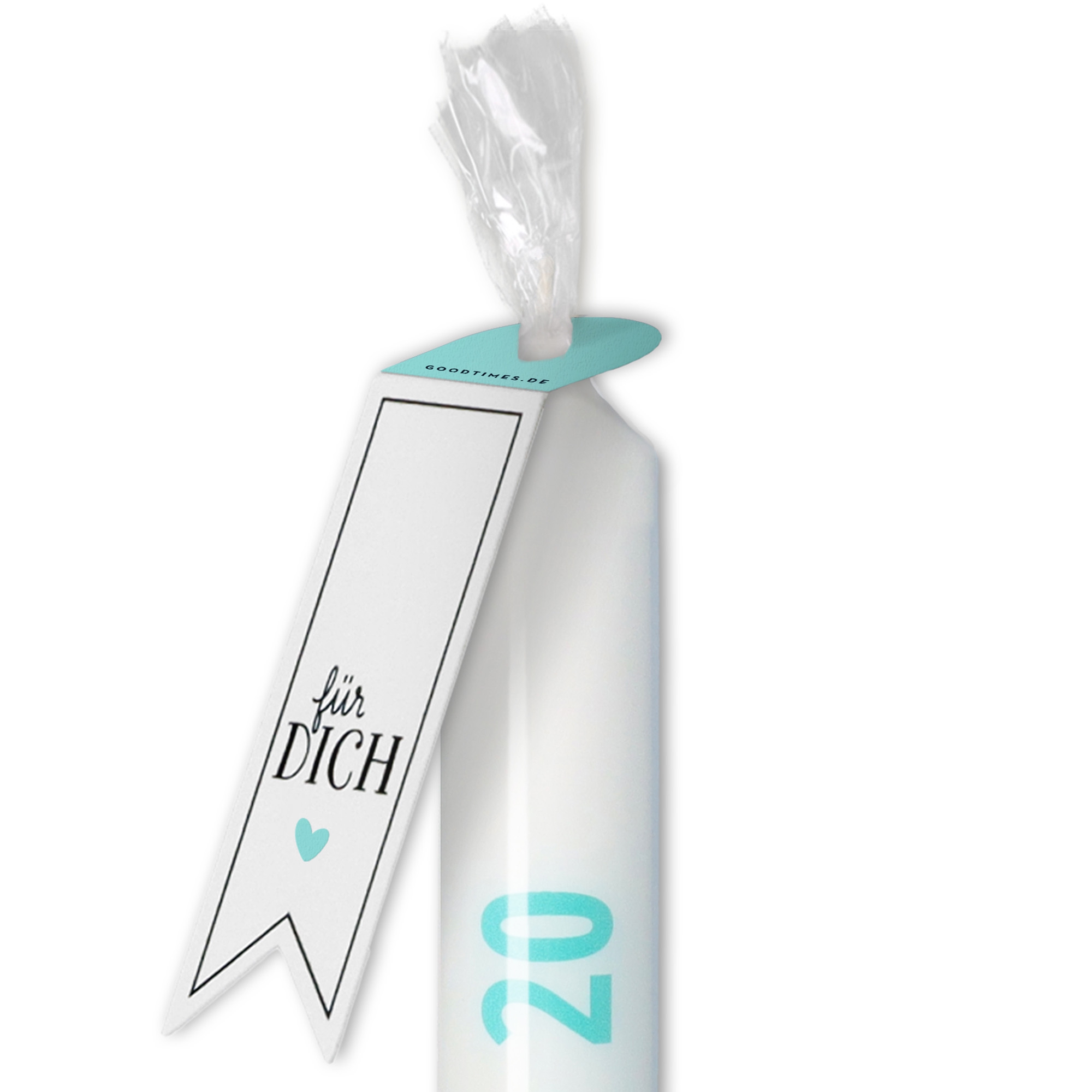 Stabkerze "Gefühlte 20" Türkis Stabkerze "Gefühlte 20" Türkis