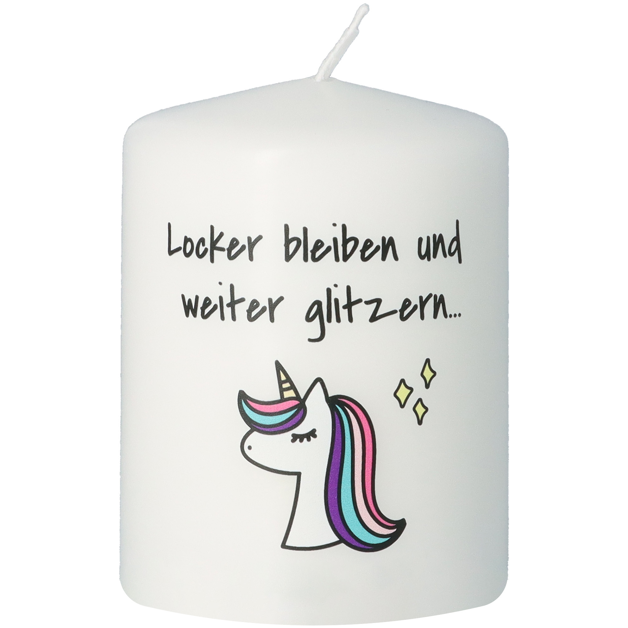 Stumpenkerze "Einhorn Glitzer"