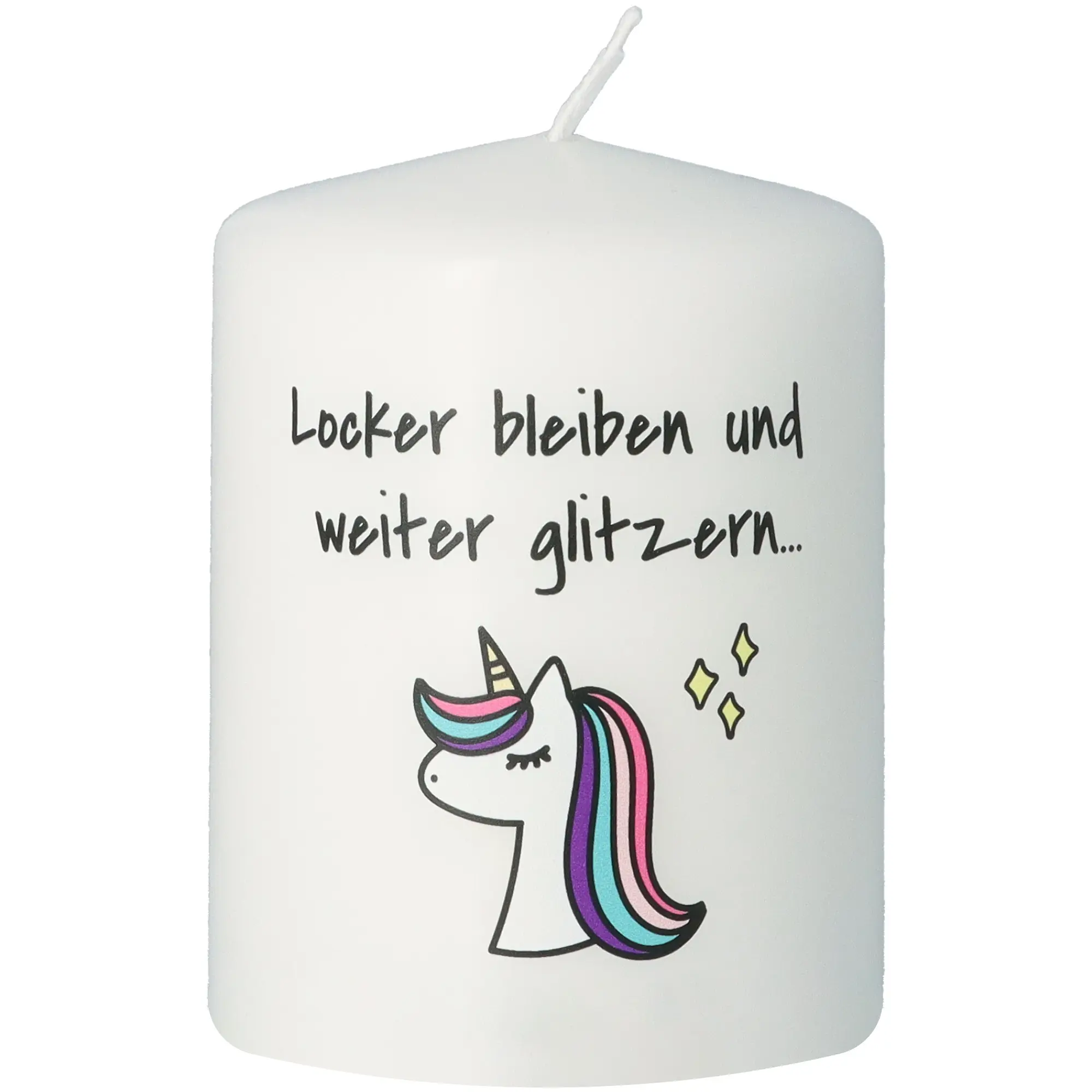 Stumpenkerze "Einhorn Glitzer"