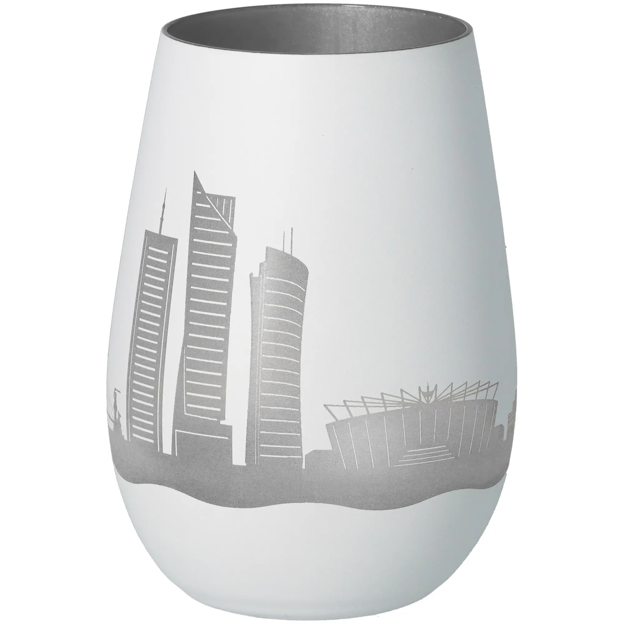 Vase, Porzellan, Graustufen, Stadt-Silhouette, Deko