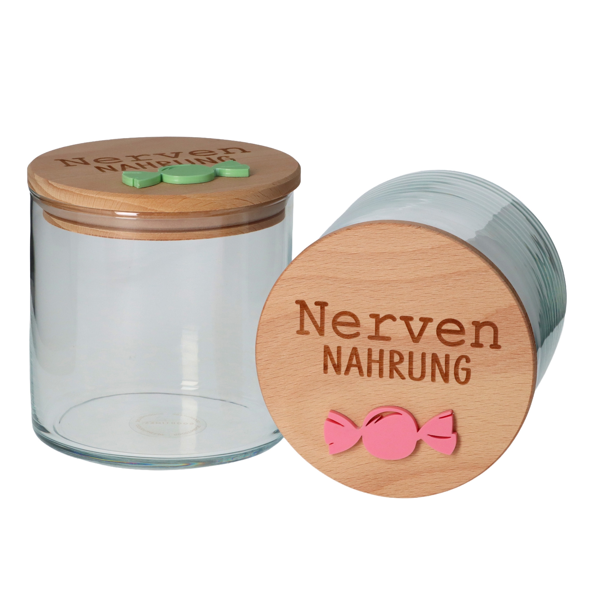 Geschenkglas "Nervennahrung" Pastel Rosa Krug, Kopf, Person, Gesicht, Band