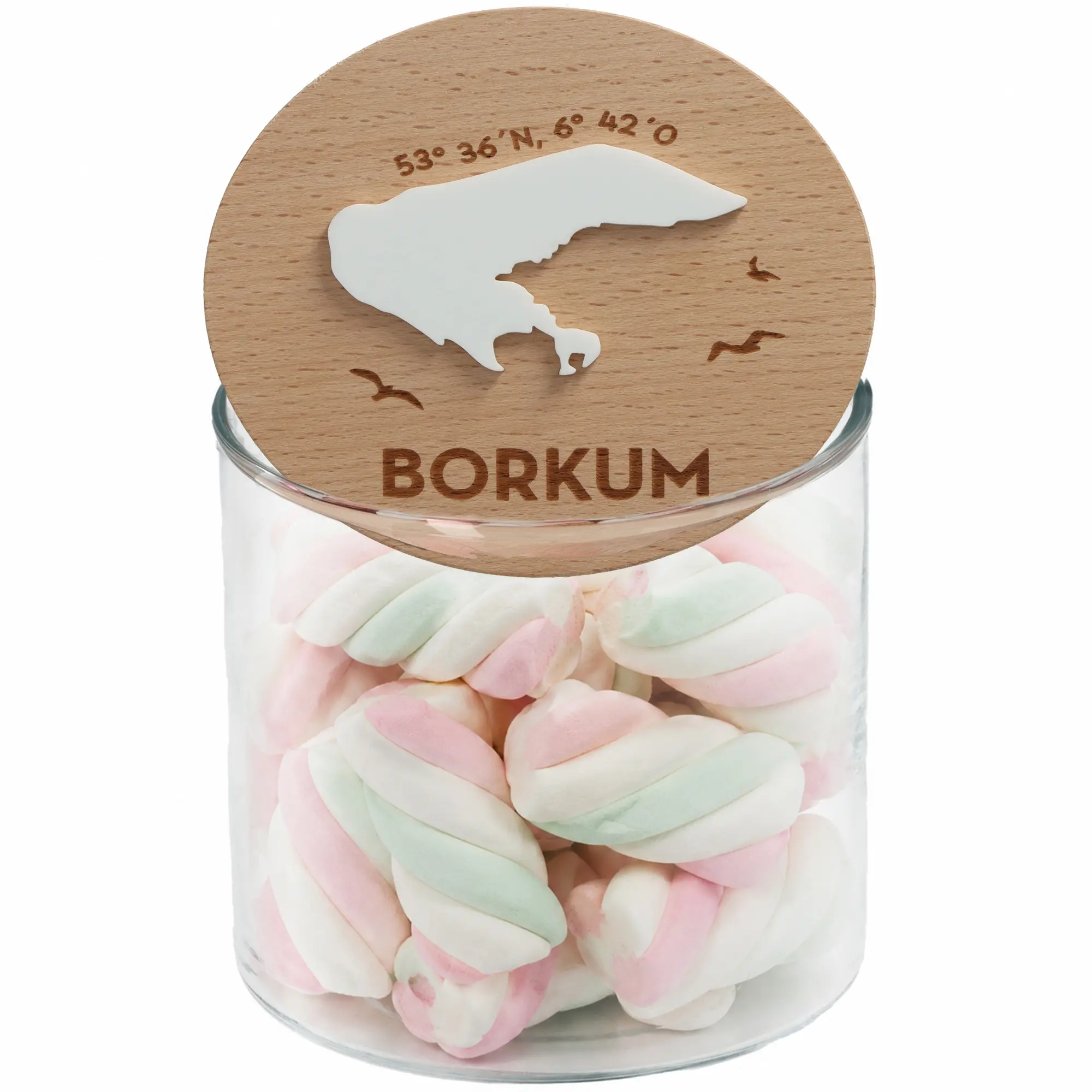 Geschenkglas Skyline "Borkum Silhouette" Weiß